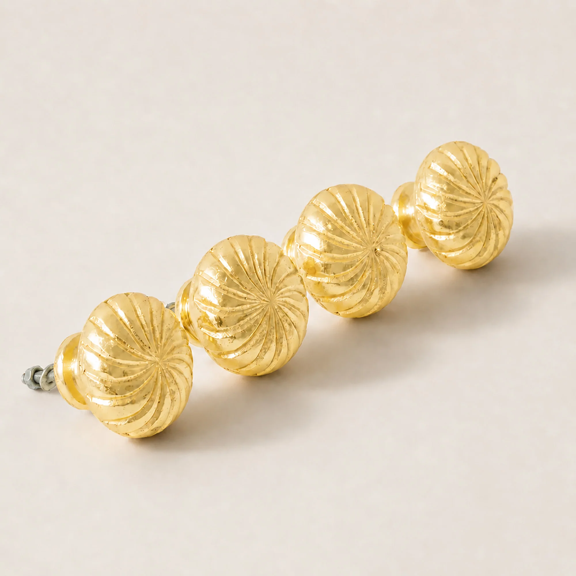 Quality Set of 4 Extra Large Gold Vintage Swirl Drawer Knobs – 5cm Fine