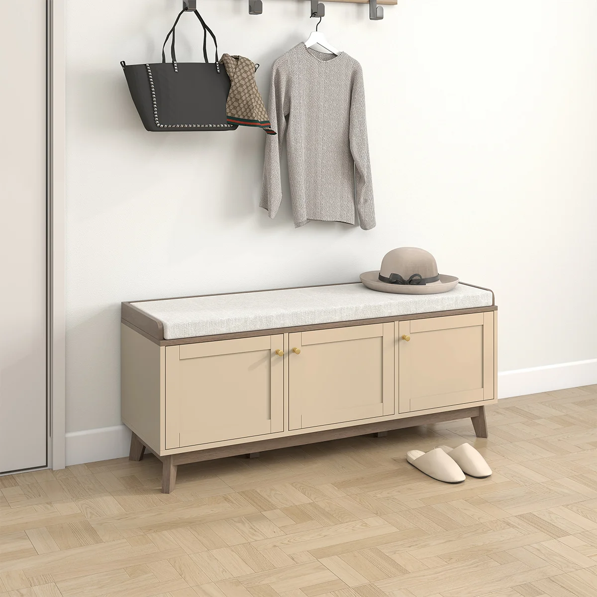 Smooth Large Cream Hall Storage Bench with Cushioned Seat – Oswin Range – Damaged second Outstanding