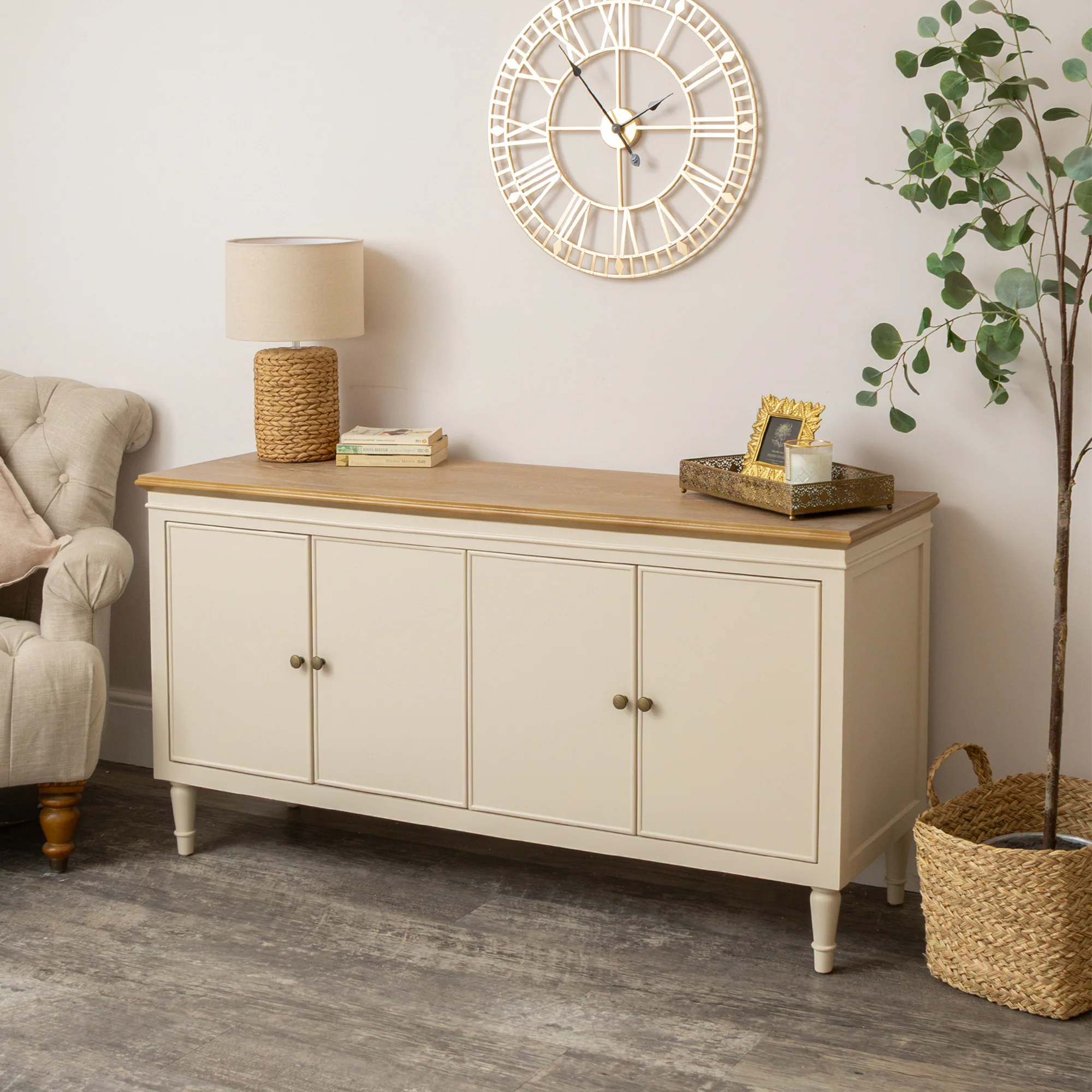 Artisan Large Taupe Wooden 4 Door Sideboard – Claudia Range Comfortable