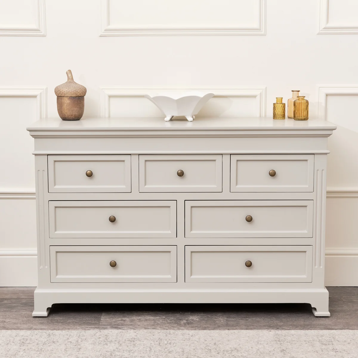 Comfortable Large 7 Drawer Chest of Drawers – Daventry Taupe-Grey Range – Damaged second Premium