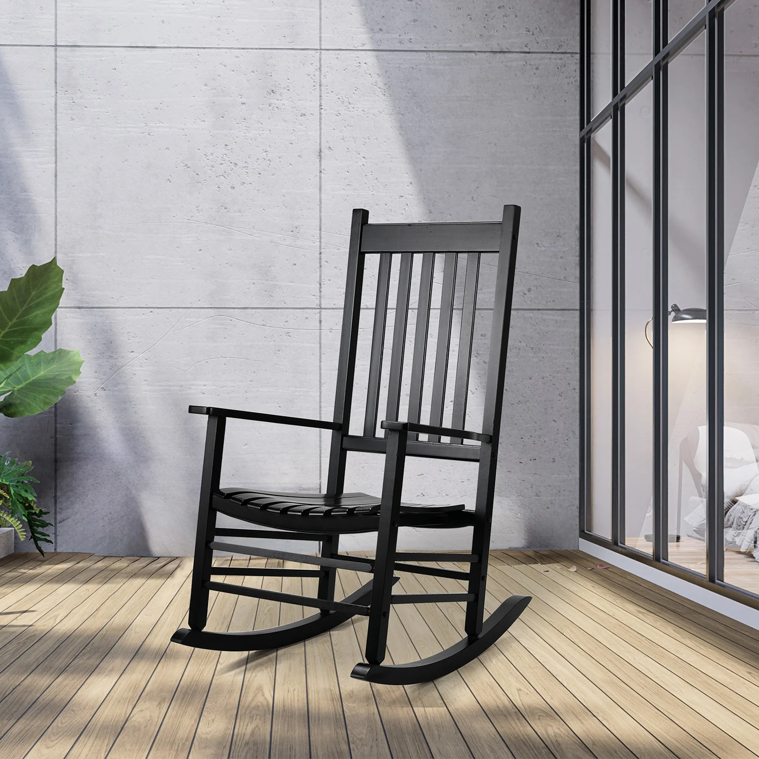 Natural Wooden Rocking Chair Outdoor Porch Rocker with High Back for Garden Lawn Balcony Backyard Porch-1 PackWooden Rocking Chair Outdoor Porch Rocker with High Back for Garden Lawn Balcony Backyard Porch-1 Pack Proven