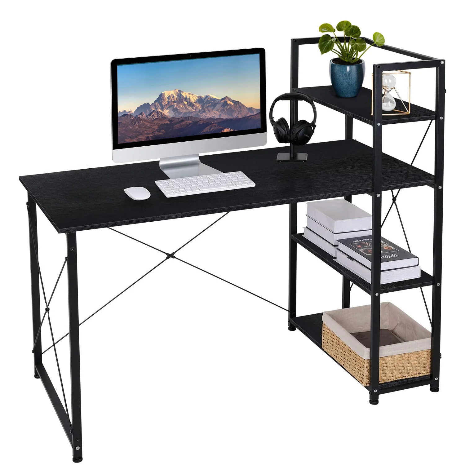 User-Friendly 47-inch Computer Desk Writing Study Table with Storage Reversible Bookshelf47-inch Computer Desk Writing Study Table with Storage Reversible Bookshelf Eco-Friendly