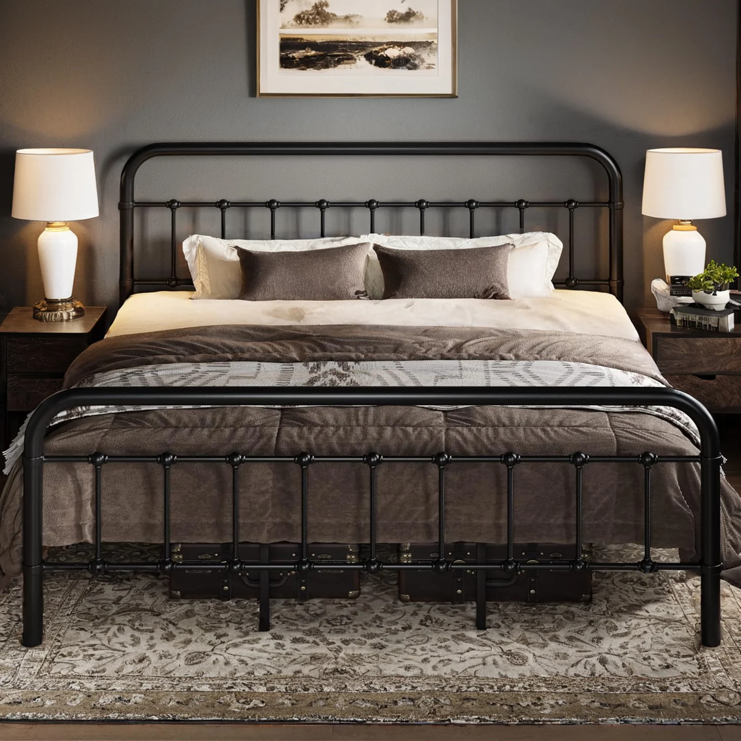 Exclusive Gallery-Rail Victorian Platform Metal Bed Frame with Headboard and Footboard Under-Bed Storage No Box Spring NeededGallery-Rail Victorian Platform Metal Bed Frame with Headboard and Footboard Under-Bed Storage No Box Spring Needed Effective