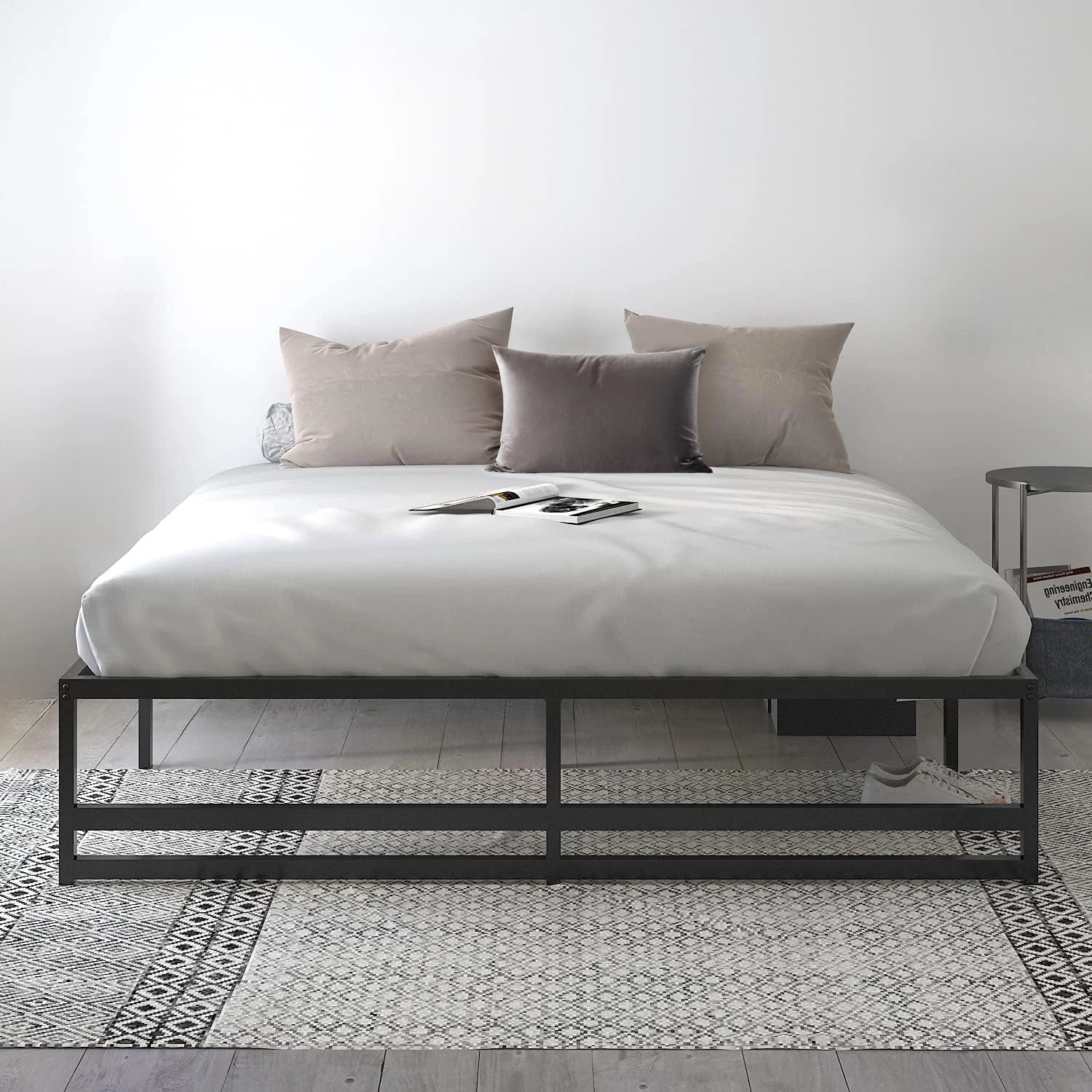 Soft Metal Platform Bed Frame with 14 Inch Underbed Storage No Box Spring Required BlackMetal Platform Bed Frame with 14 Inch Underbed Storage No Box Spring Required Black Authentic