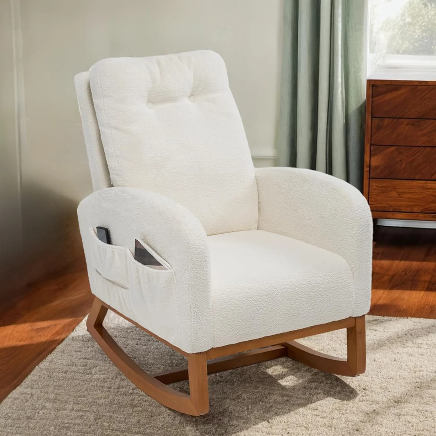 Practical Rocking Chair for Nursery Armchair with High Back Lounge Chair Suitable for Living Room BedroomRocking Chair for Nursery Armchair with High Back Lounge Chair Suitable for Living Room Bedroom Fashionable