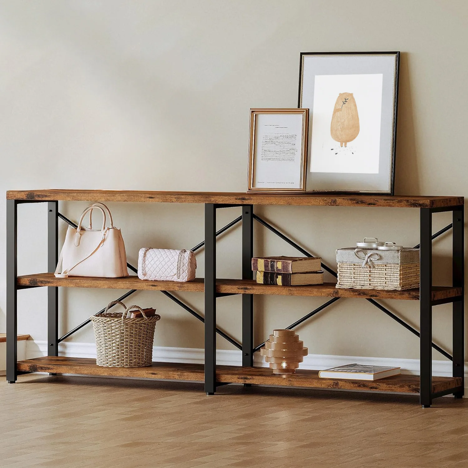 Comfortable 70.8 Inch Entryway Console Table Indoor 3 Tier Storage Rack for Hallway Living Room70.8 Inch Entryway Console Table Indoor 3 Tier Storage Rack for Hallway Living Room Pure