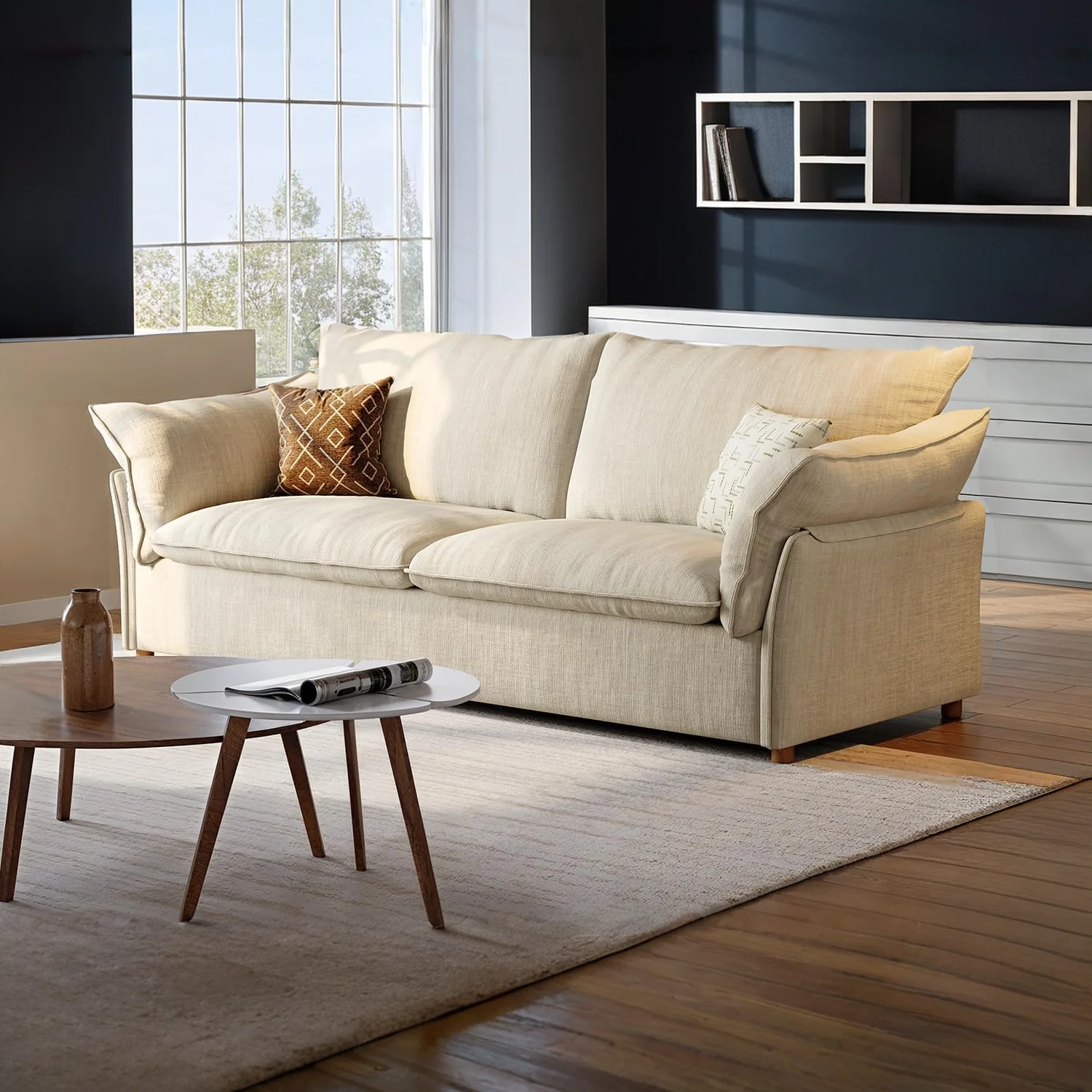 Innovative Modern Linen Living Room Sofa 86-Inch Cloud Sofa 23.6-Inch Deep Seat Sofa Extra Wide Double Seat SofaModern Linen Living Room Sofa 86-Inch Cloud Sofa 23.6-Inch Deep Seat Sofa Extra Wide Double Seat Sofa Safe