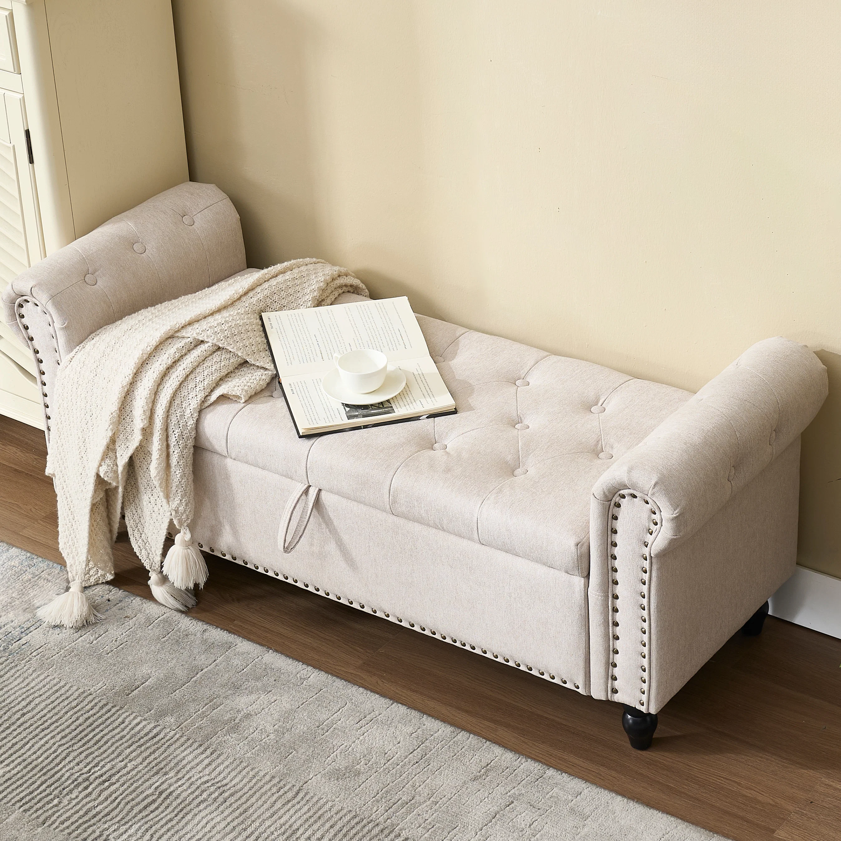 Authentic 55.12 inches Storage Ottoman Upholstered Fabric Storage Ottoman with Storage Button Tufted Ottoman for Living Room Entryway End of Bed Discontinued 55.12 inches Storage Ottoman Upholstered Fabric Storage Ottoman with Storage Button Tufted Ottoman for Living Room Entryway End of Bed Discontinued Exclusive