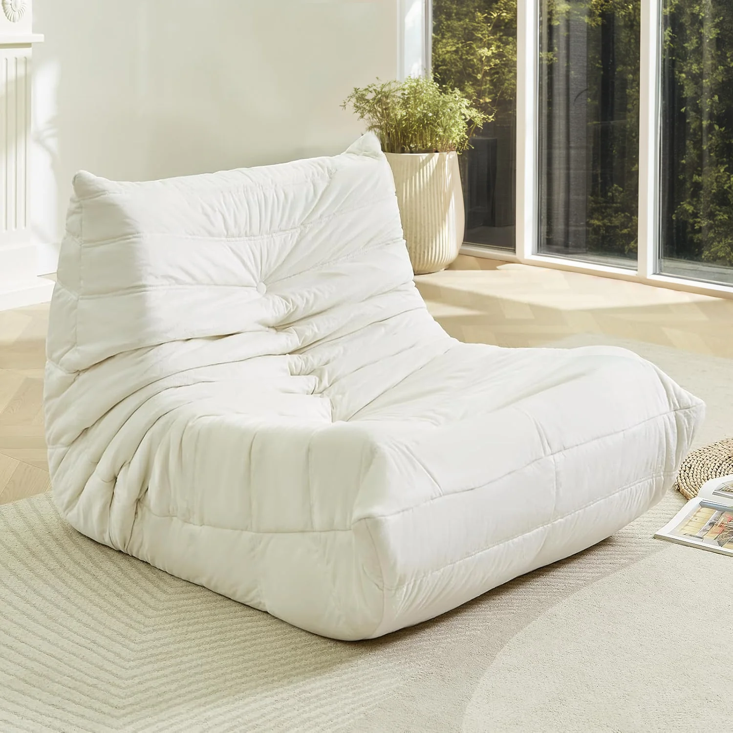 Green Bean Bag Chair Lazy Sofa Floor Sofa Couch Velvet Single Sofa Chair with Memory Foam FilledBean Bag Chair Lazy Sofa Floor Sofa Couch Velvet Single Sofa Chair with Memory Foam Filled Easy-to-Use