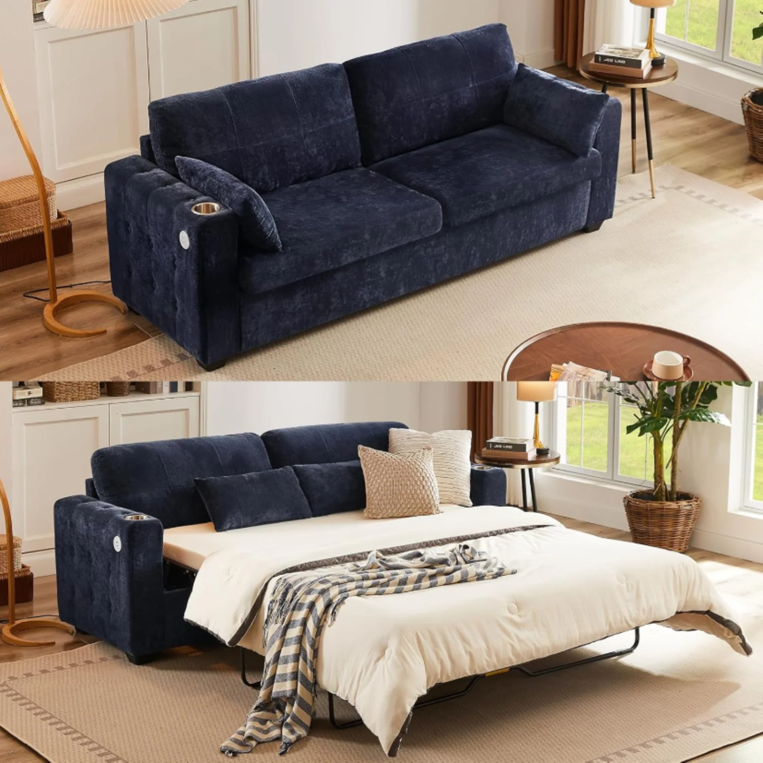 Traditional Pull Out Couch Bed Sleeper Sofa Bed 83 Queen Size Sofa Bed Couch with Memory Foam Mattress and PillowsPull Out Couch Bed Sleeper Sofa Bed 83 Queen Size Sofa Bed Couch with Memory Foam Mattress and Pillows Artisan