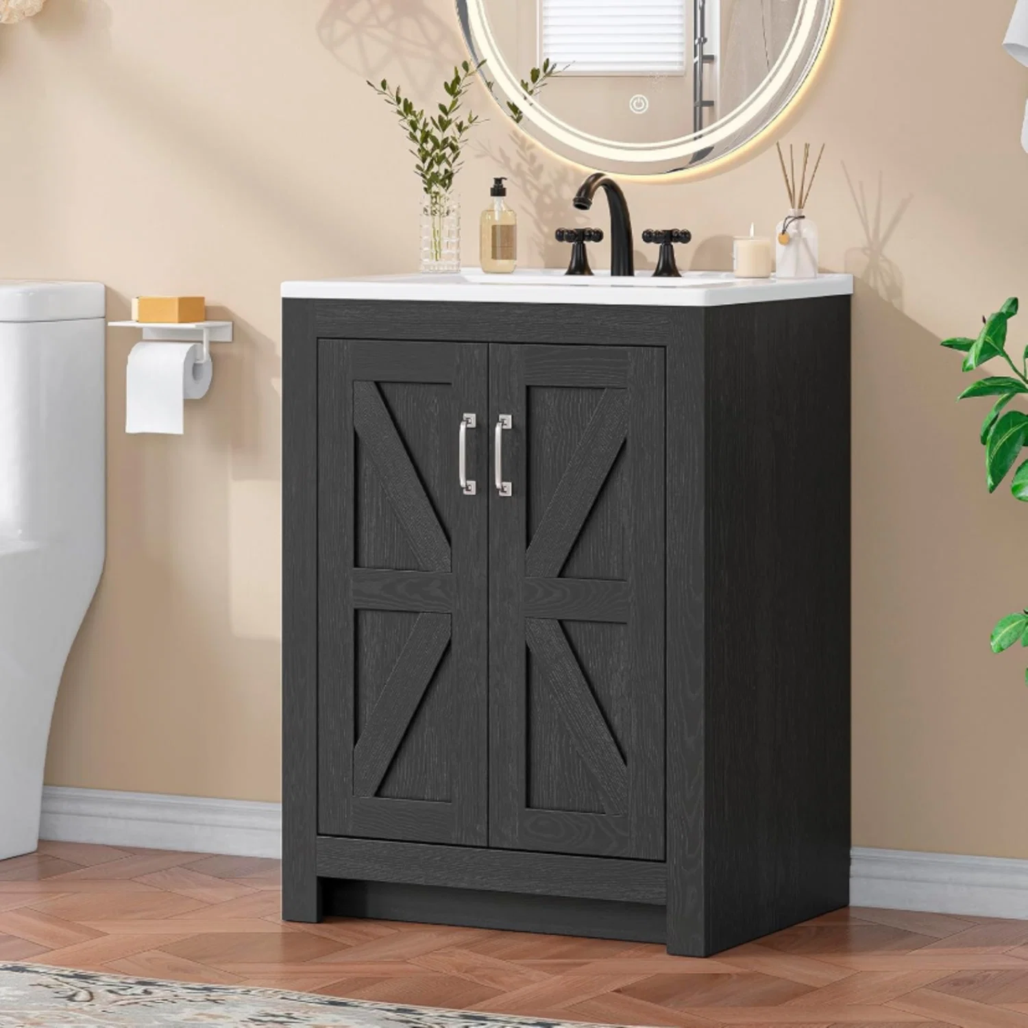 Next-Generation 24 Inch Bathroom Vanity with Sink Farmhouse Bathroom Cabinet standing Bathroom Sink Cabinet with 2 Doors24 Inch Bathroom Vanity with Sink Farmhouse Bathroom Cabinet standing Bathroom Sink Cabinet with 2 Doors Premium