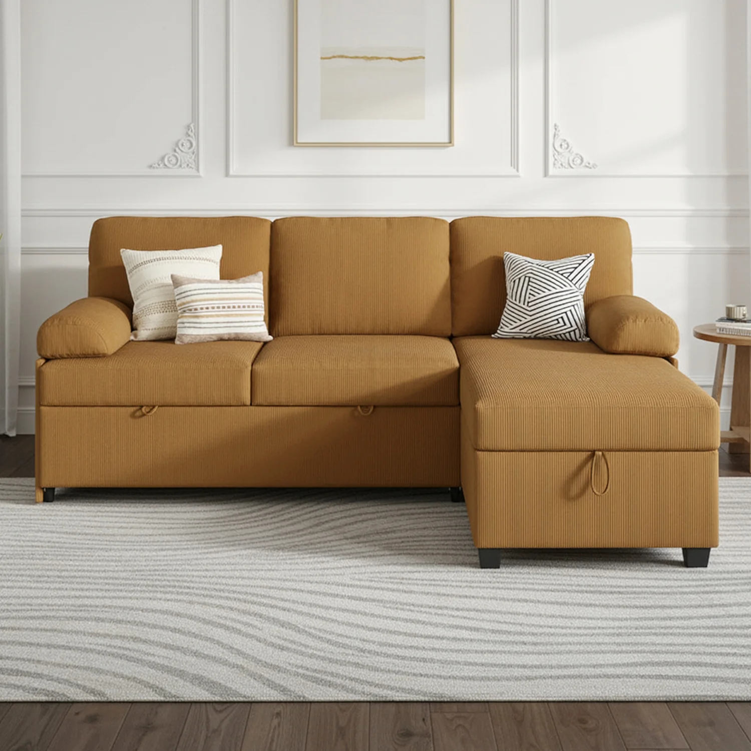 Healthy Discontinued Convertible L-Shaped Sectional Sofa Bed with Reversible Chaise Corduroy Sleeper Sofa with Storage Pull-Out Design Discontinued Convertible L-Shaped Sectional Sofa Bed with Reversible Chaise Corduroy Sleeper Sofa with Storage Pull-Out Design Responsible