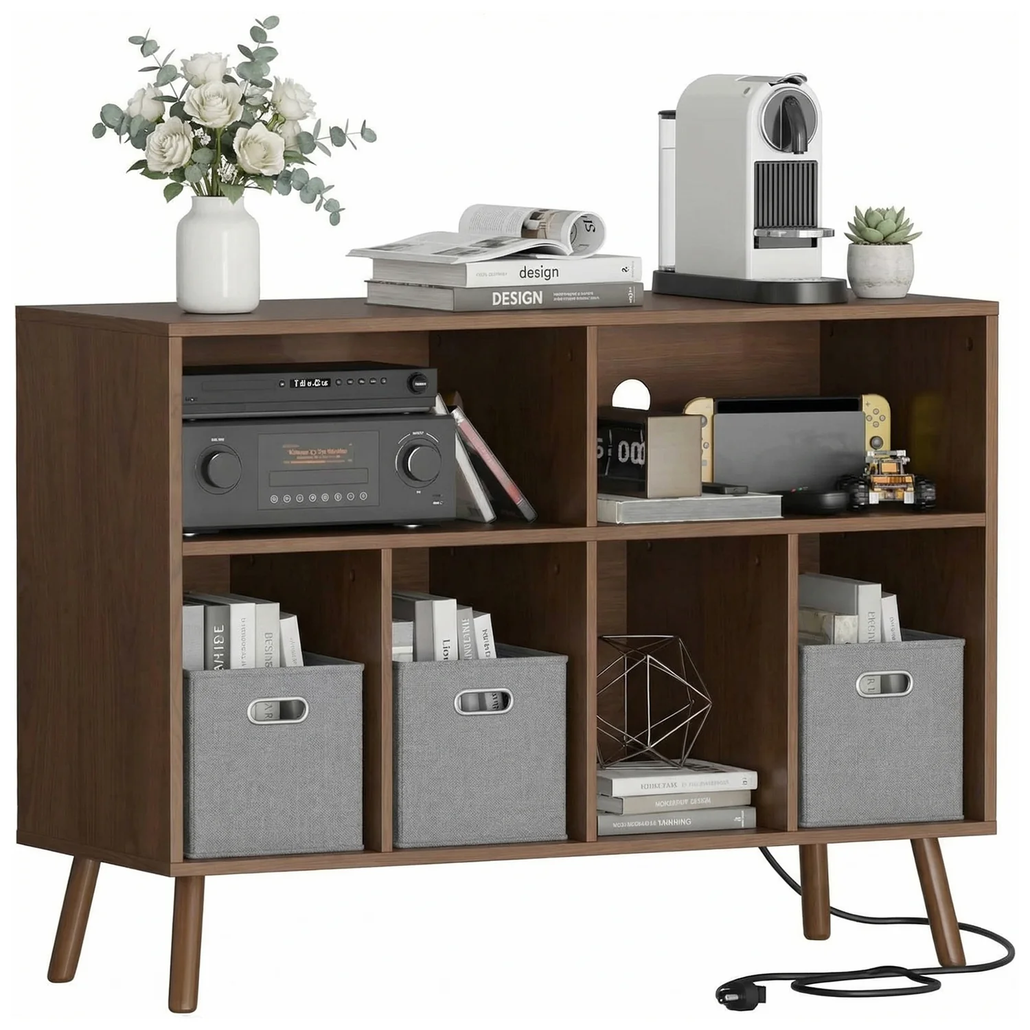 Original Design Record Player Stand with Charging Station 3-Tier Vinyl Storage Cabinet Holds up to 350 Albums Turntable Stand for Living Room BedroomRecord Player Stand with Charging Station 3-Tier Vinyl Storage Cabinet Holds up to 350 Albums Turntable Stand for Living Room Bedroom Soft