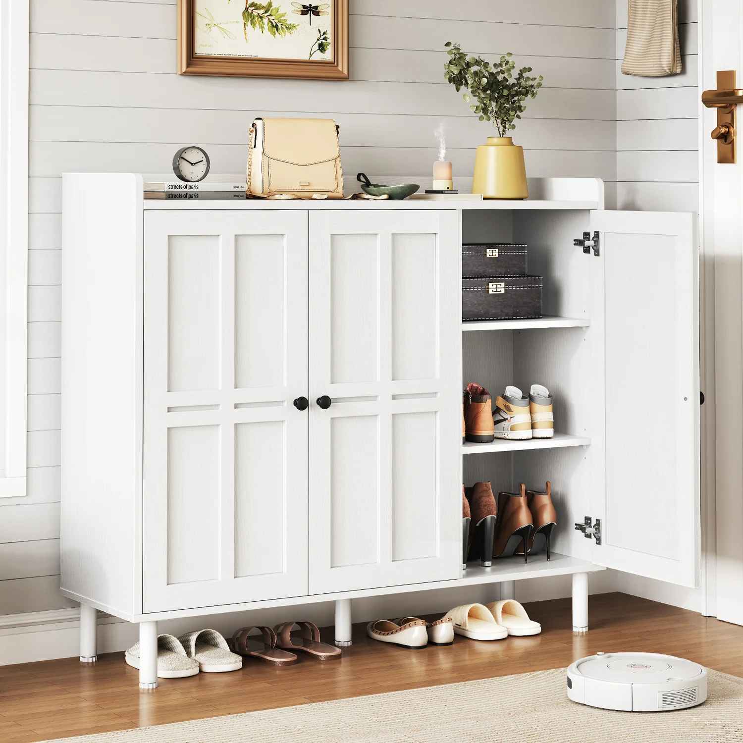 Artisan Shoe Cabinet Shoe Rack with 3 Doors Adjustable Shelves standing Entryway Shoe Organizer CabinetShoe Cabinet Shoe Rack with 3 Doors Adjustable Shelves standing Entryway Shoe Organizer Cabinet Prestigious