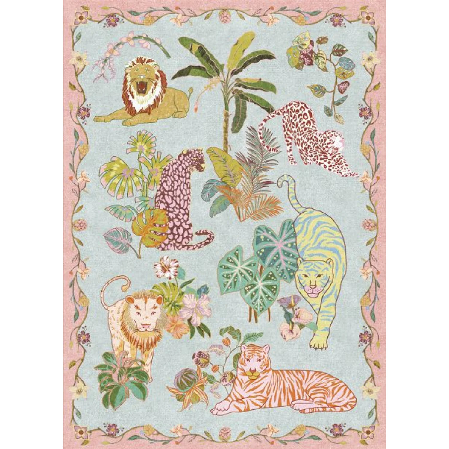 Crafted Washable Area Rugs Blue Pink Pastel Animal Print Rug Thin Soft Non-Slip Tiger Cheetah Carpet for Living Room Bedroom Nursery Dorm PlayroomWashable Area Rugs Blue Pink Pastel Animal Print Rug Thin Soft Non-Slip Tiger Cheetah Carpet for Living Room Bedroom Nursery Dorm Playroom Sustainable