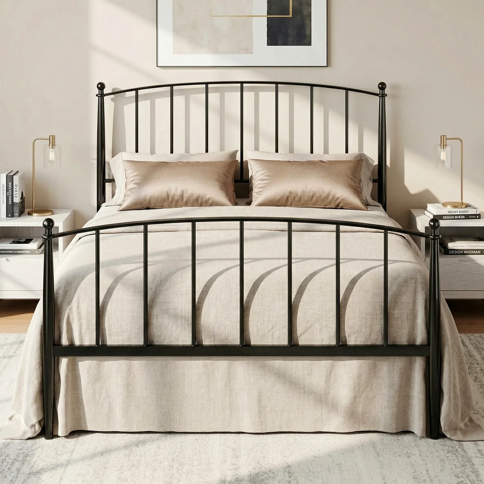 Innovative Horizon-Arch Mid-Century Platform Metal Bed Frame with Headboard and Footboard Under-Bed Storage No Box Spring NeededHorizon-Arch Mid-Century Platform Metal Bed Frame with Headboard and Footboard Under-Bed Storage No Box Spring Needed Expertly Made