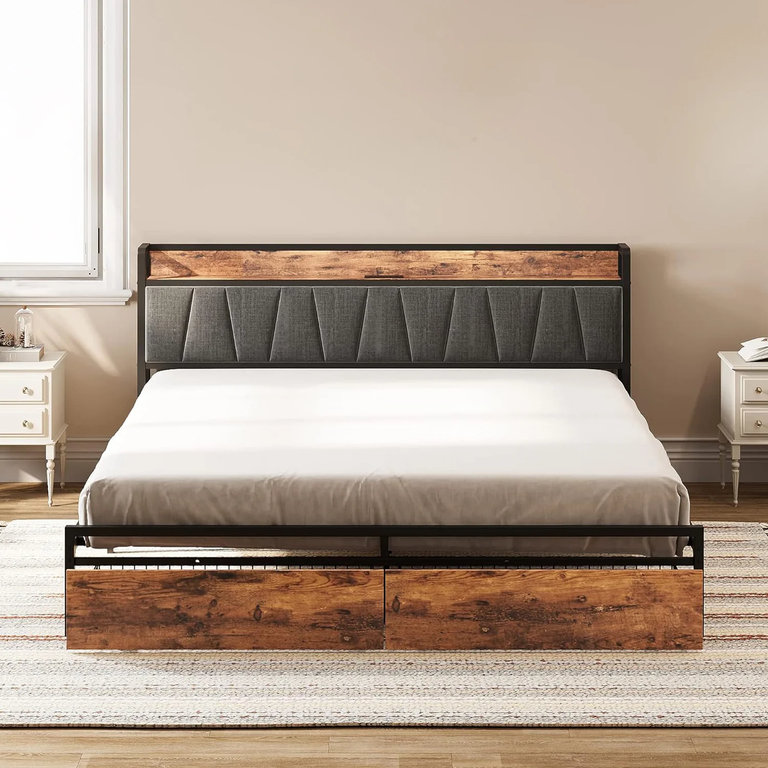Proven Platform Bed Frame with Storage Headboard Charging Station and DrawersPlatform Bed Frame with Storage Headboard Charging Station and Drawers Classic