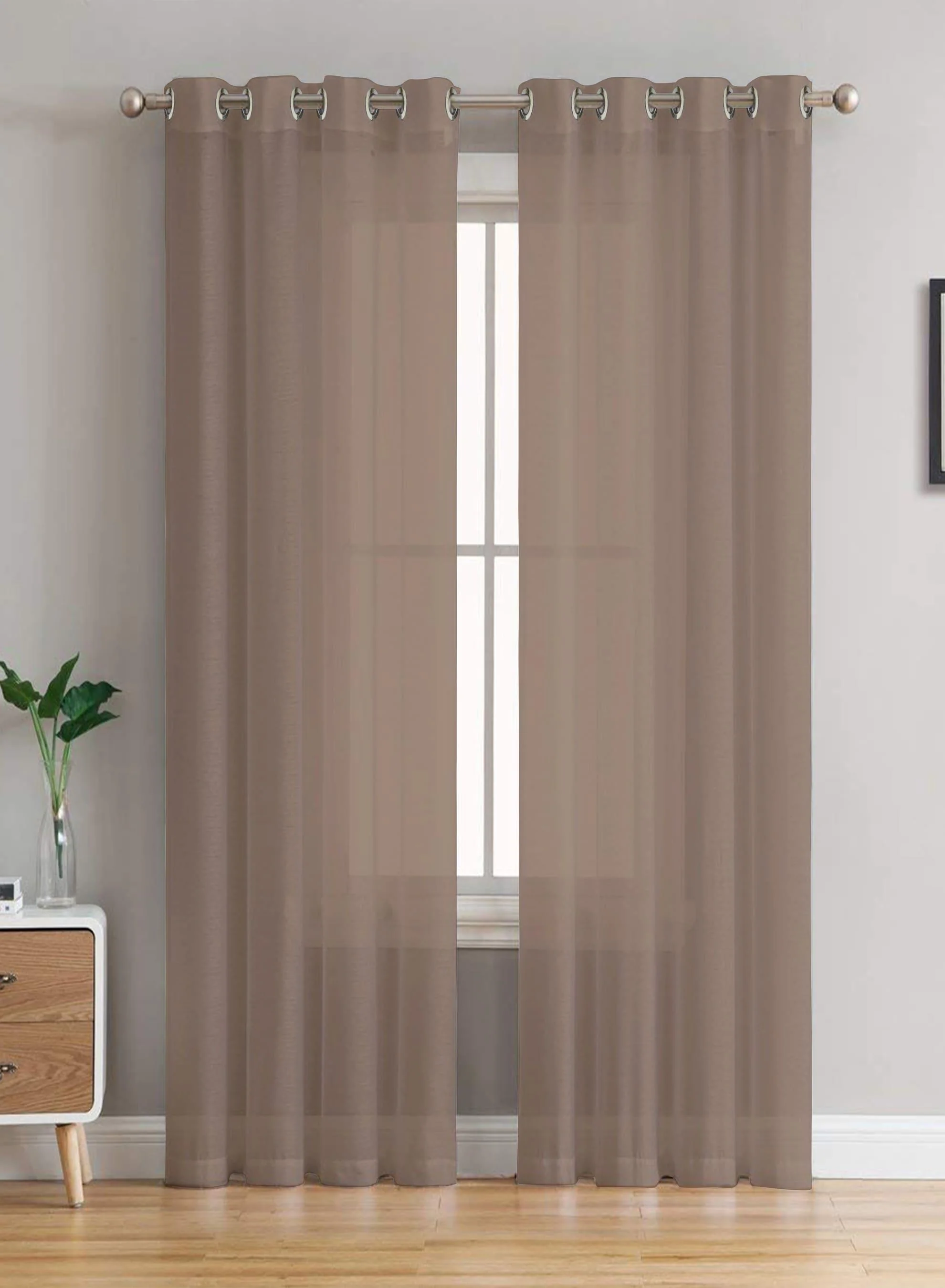 Trendy Elwana Plain Sheer Curtains Brown Set of 2The Guide to Measuring and Choosing Curtains Recyclable