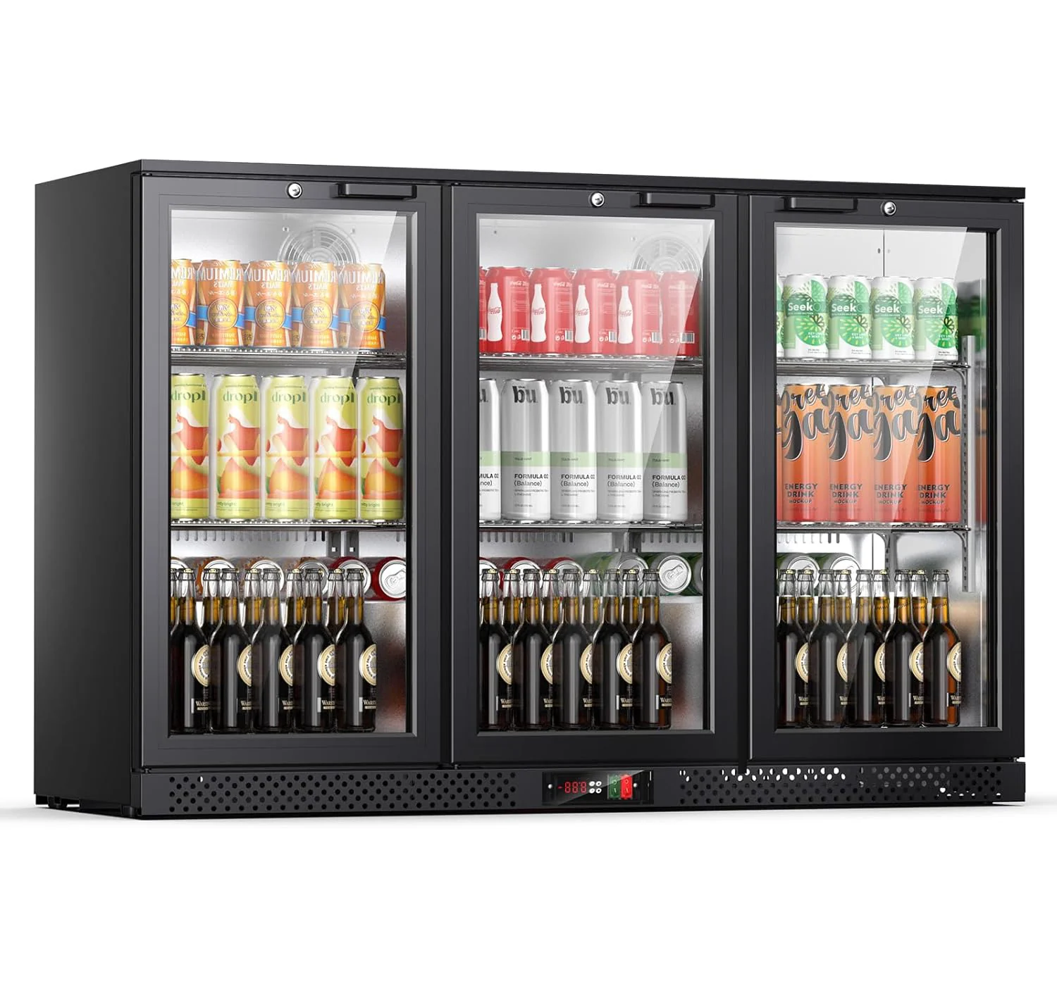 High-Grade Commercial Back Bar Cooler 11.4 Cu.Ft with 3 Glass Doors Under Counter Beverage Refrigerator with Lock Low-E Double Glass LED Display for Bars Restaurants CafesCommercial Back Bar Cooler 11.4 Cu.Ft with 3 Glass Doors Under Counter Beverage Refrigerator with Lock Low-E Double Glass LED Display for Bars Restaurants Cafes Organic