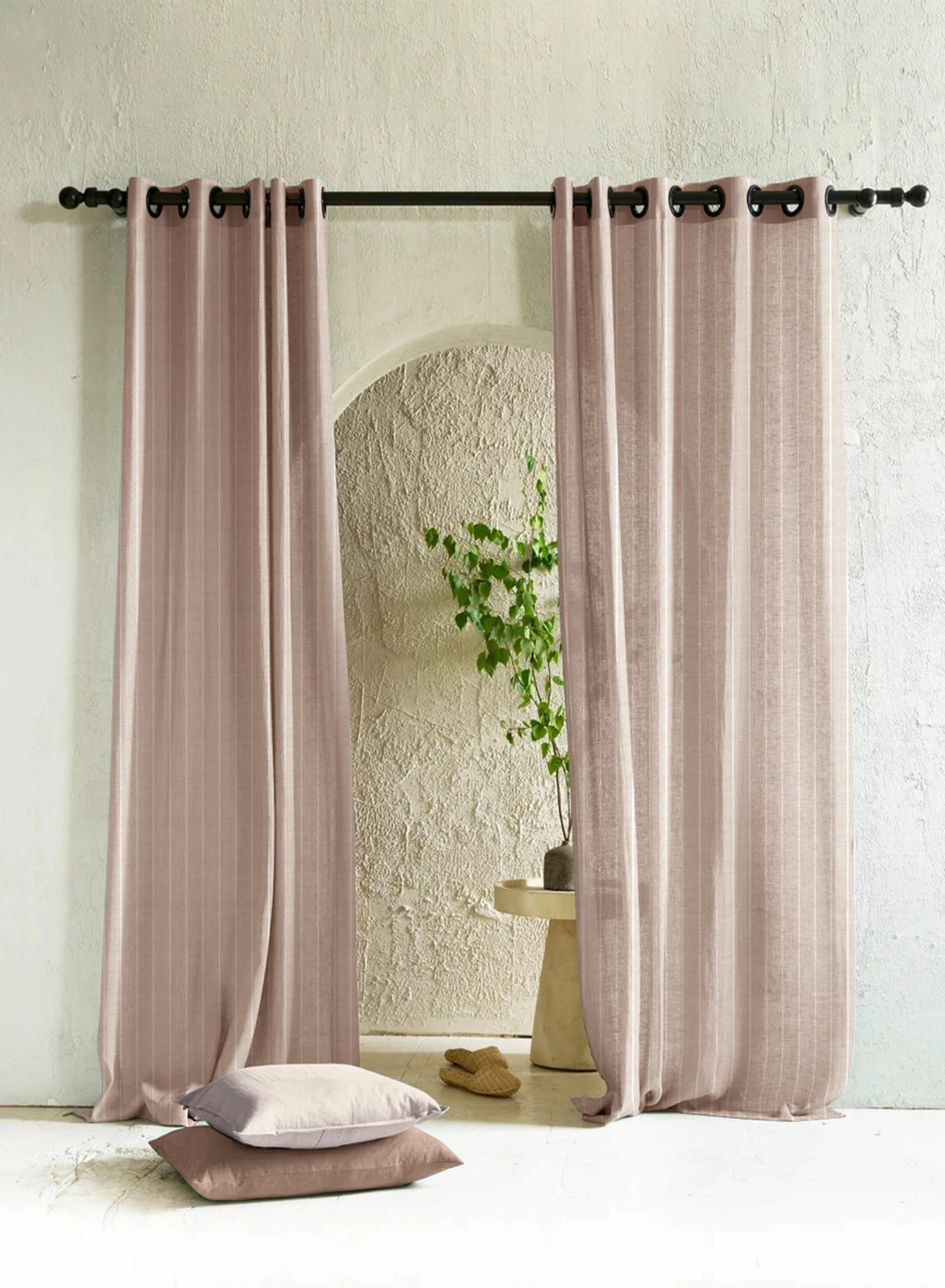 Expertly Made Evok Striped Sheer Curtains Subtle Stripes Soft Light Filter Dark Beige Set of 2 Fully CustomizableThe Guide to Measuring and Choosing Curtains Effective
