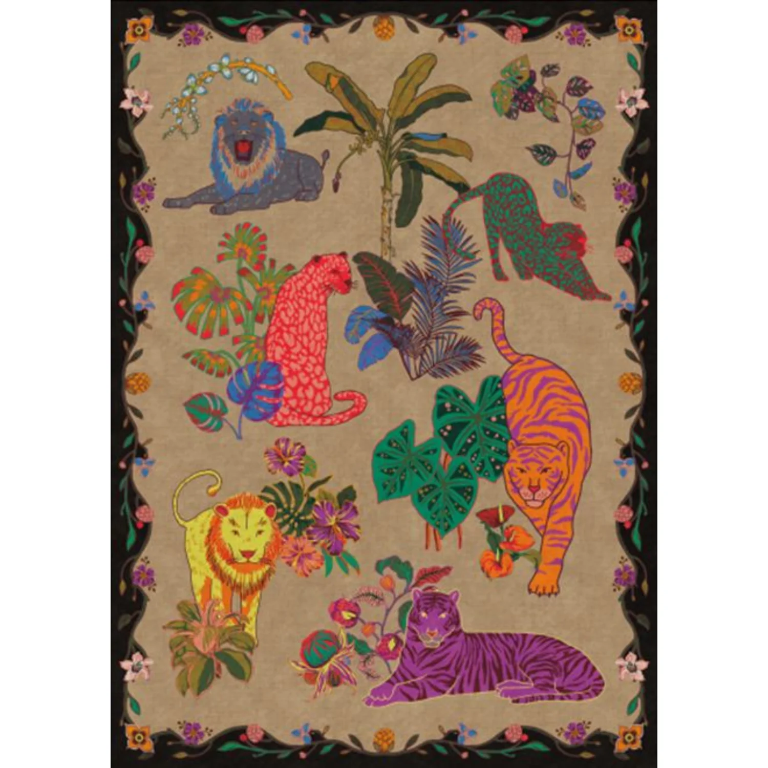 Dependable Washable Area Rug with Jungle Leopard Tiger and Cheetah Print Soft Neutral Rug for Living Room Bedroom Playroom and OfficeWashable Area Rug with Jungle Leopard Tiger and Cheetah Print Soft Neutral Rug for Living Room Bedroom Playroom and Office Traditional