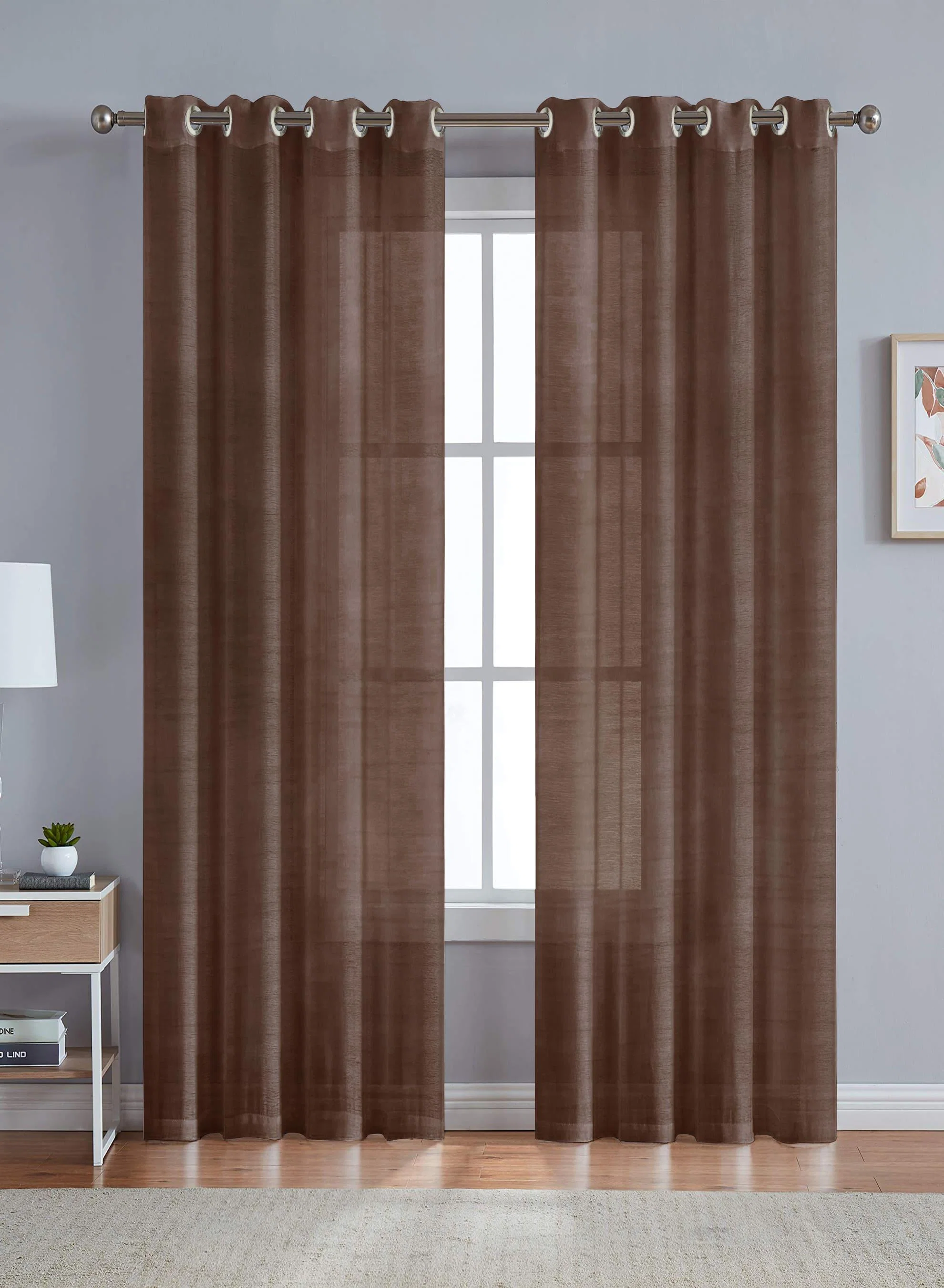 Sustainable Venezia Sheer Curtains Airy Minimal Elegant Brown Set of 2 Fully CustomizableThe Guide to Measuring and Choosing Curtains Breathable