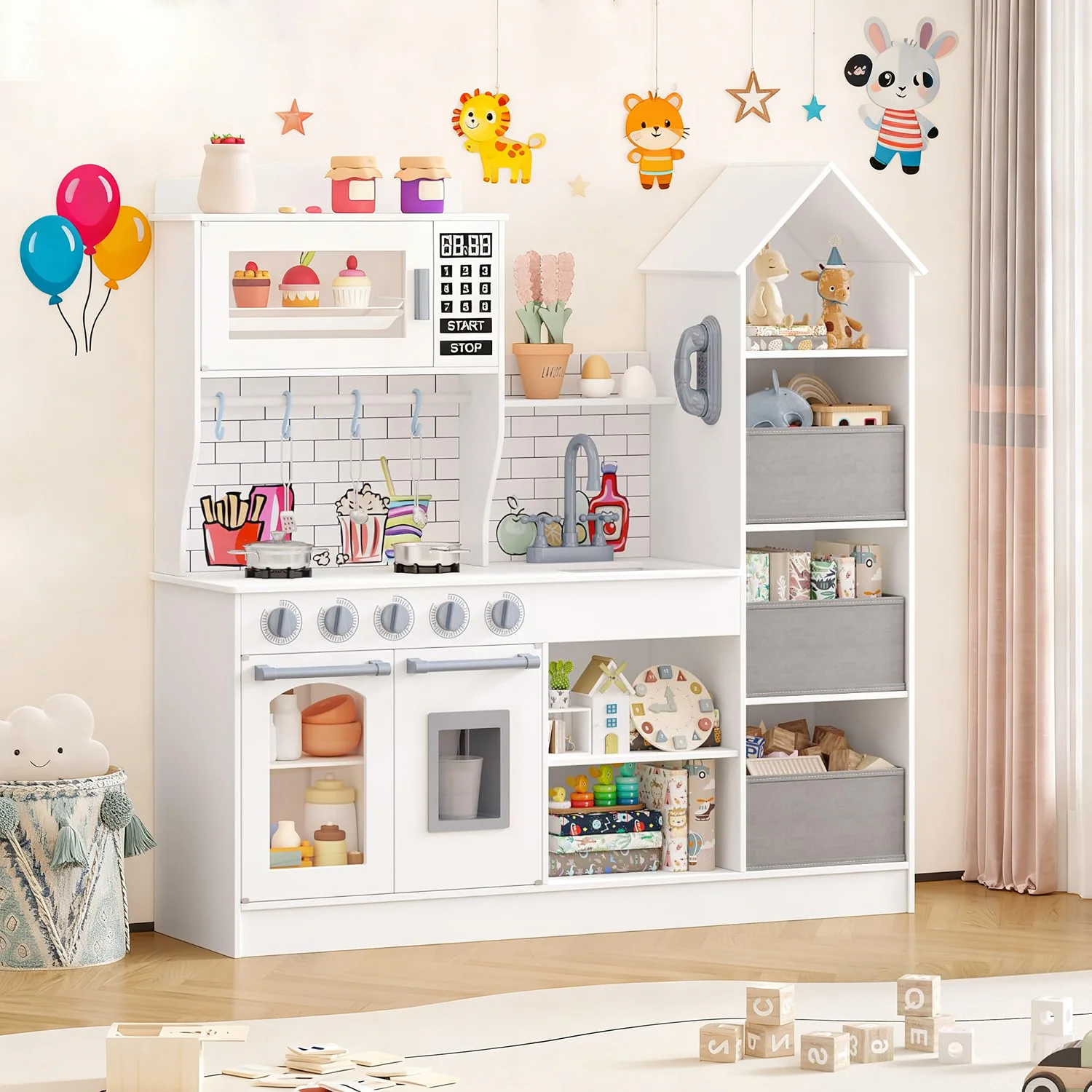 Easy-to-Use Large Wooden Play Kitchen for Kids istic Pretend Cooking Toy with Storage Sound StoveLarge Wooden Play Kitchen for Kids istic Pretend Cooking Toy with Storage Sound Stove Optimized