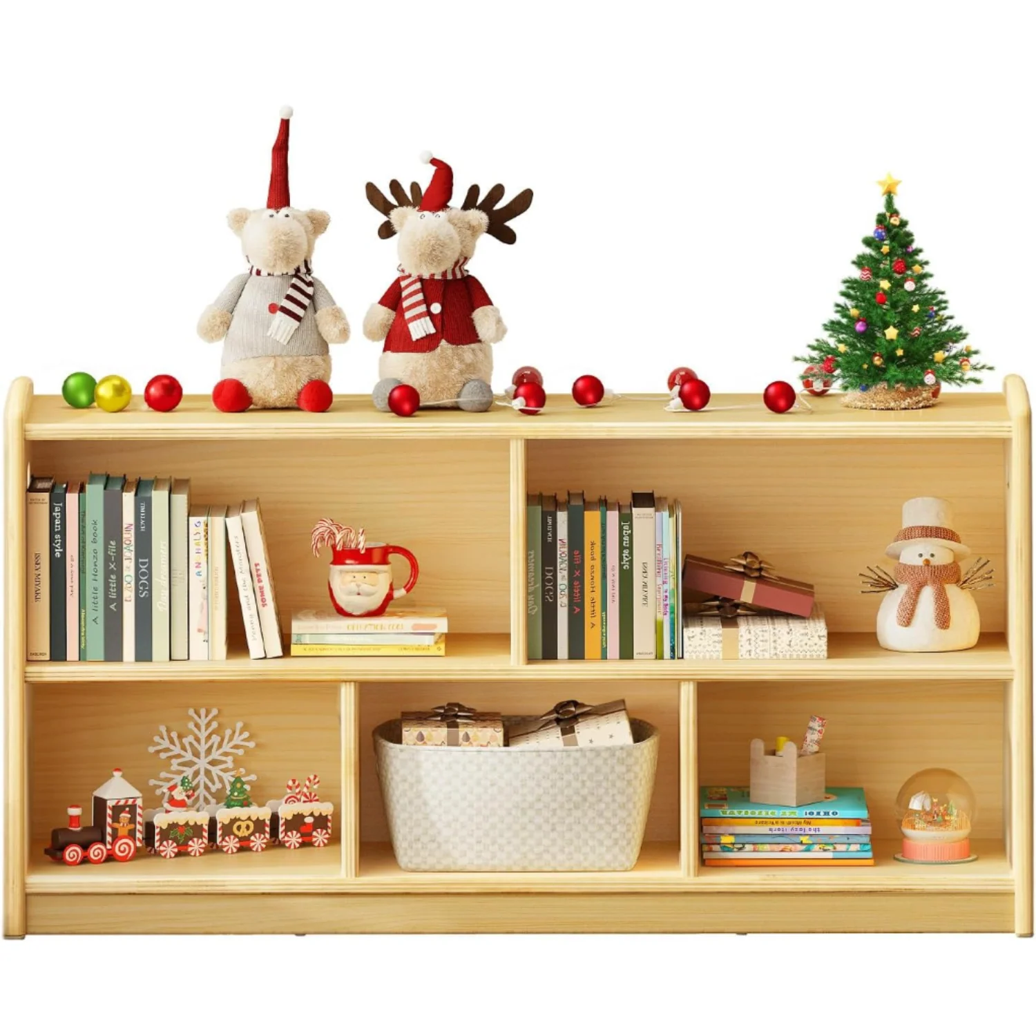 Smooth Montessori Wooden Kids Bookshelf 2-Tier Toy Storage Organizer with 5 Sections Storage Cabinet for Classroom Playroom Nursery KindergartenMontessori Wooden Kids Bookshelf 2-Tier Toy Storage Organizer with 5 Sections Storage Cabinet for Classroom Playroom Nursery Kindergarten Trendy