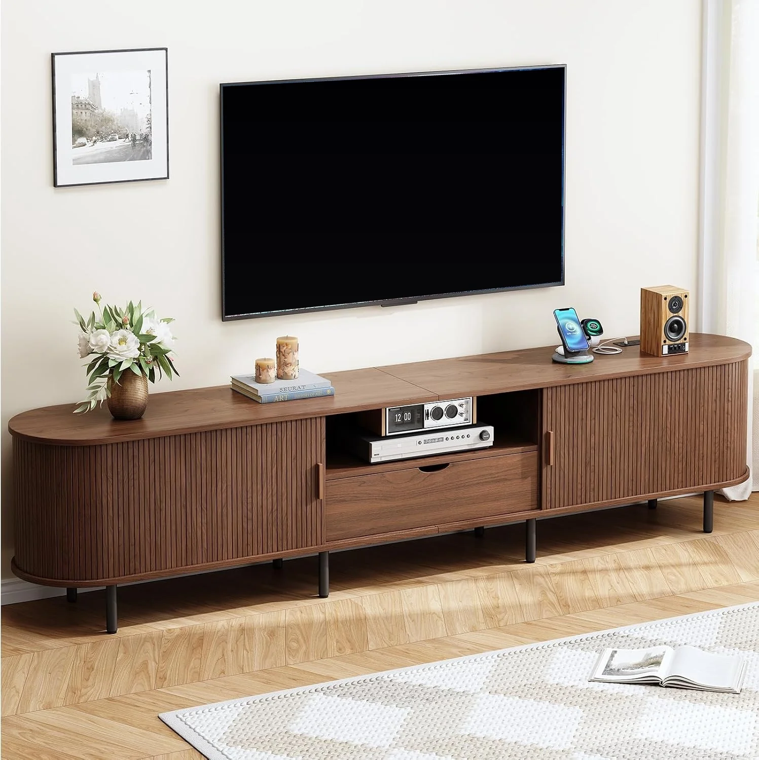 Unique 94 Inch TV Stand for T up to 100 Inch Entertainment Center with Drawer Charging Station Adjustable Shelves94 Inch TV Stand for T up to 100 Inch Entertainment Center with Drawer Charging Station Adjustable Shelves Advanced