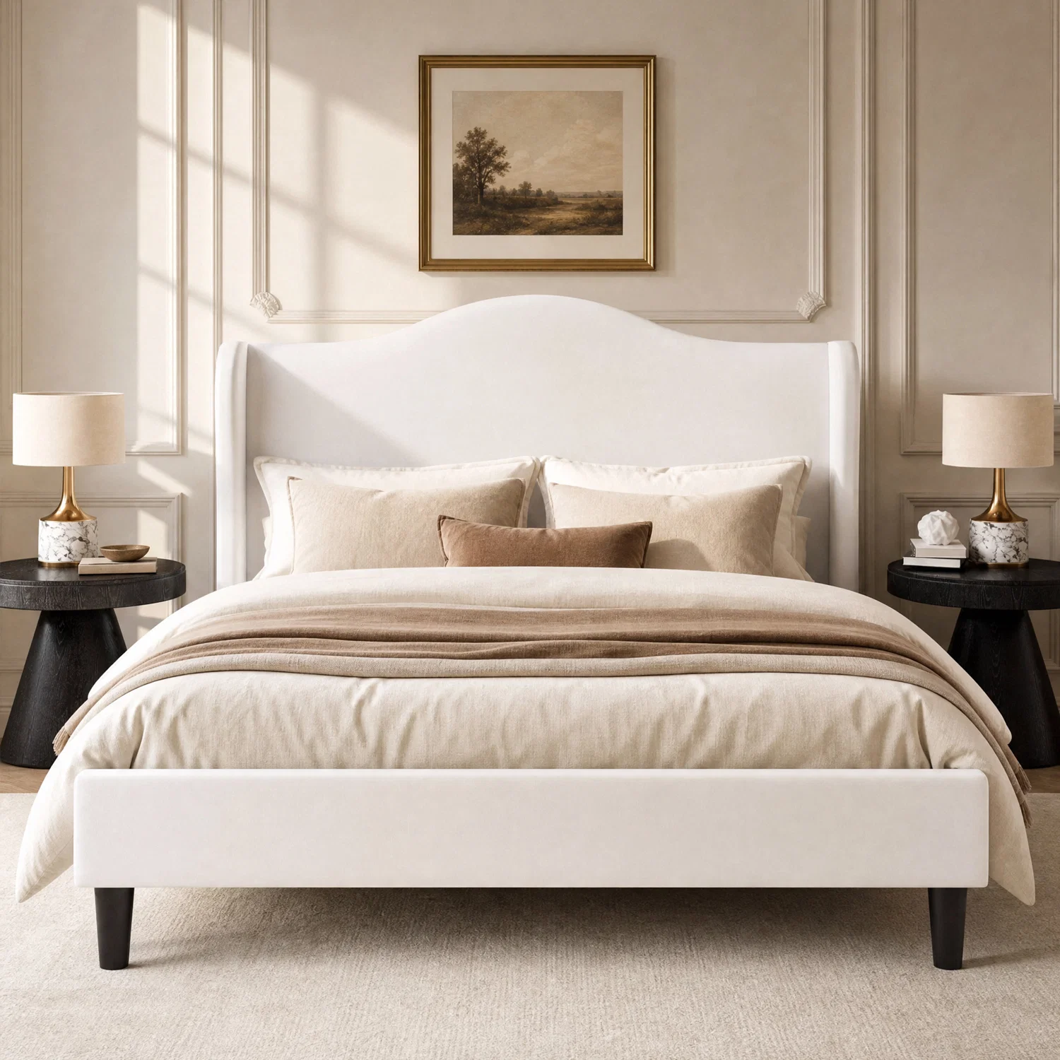Certified Velvet Upholstered Platform Bed Frame with 47 Wingback Headboard No Box Spring NeededVelvet Upholstered Platform Bed Frame with 47 Wingback Headboard No Box Spring Needed Environmentally Friendly