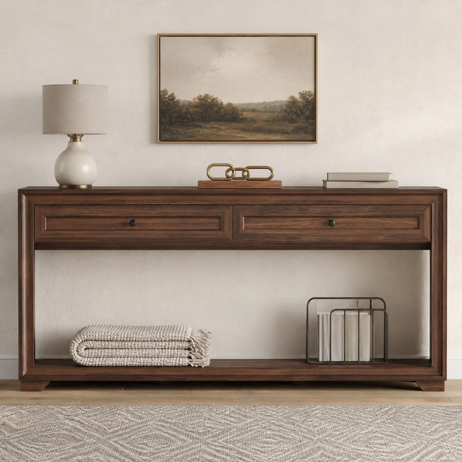 Smooth 71 Inch Console Table with Storage Extra Long Entryway Sofa Table with 2 Drawers and Open Shelf71 Inch Console Table with Storage Extra Long Entryway Sofa Table with 2 Drawers and Open Shelf Selected