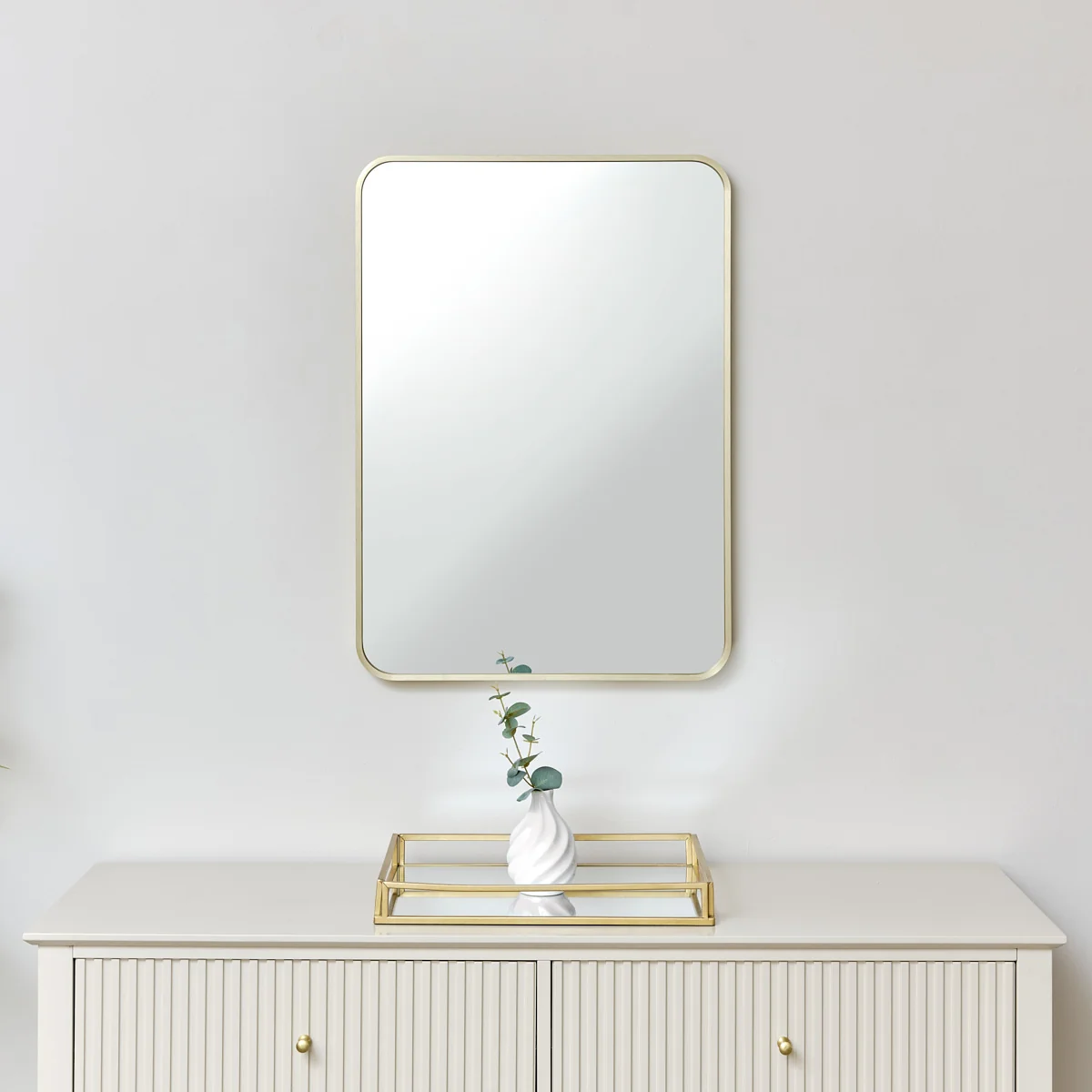 Luxury Gold Curved Framed Wall Mirror 70cm x 50cm Detailed