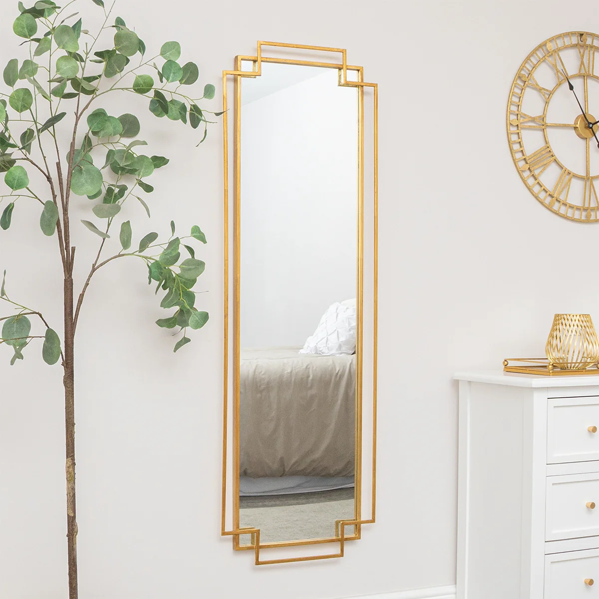 Smooth Gold Art Deco Wall Mirror 142cm x 47cm Advanced