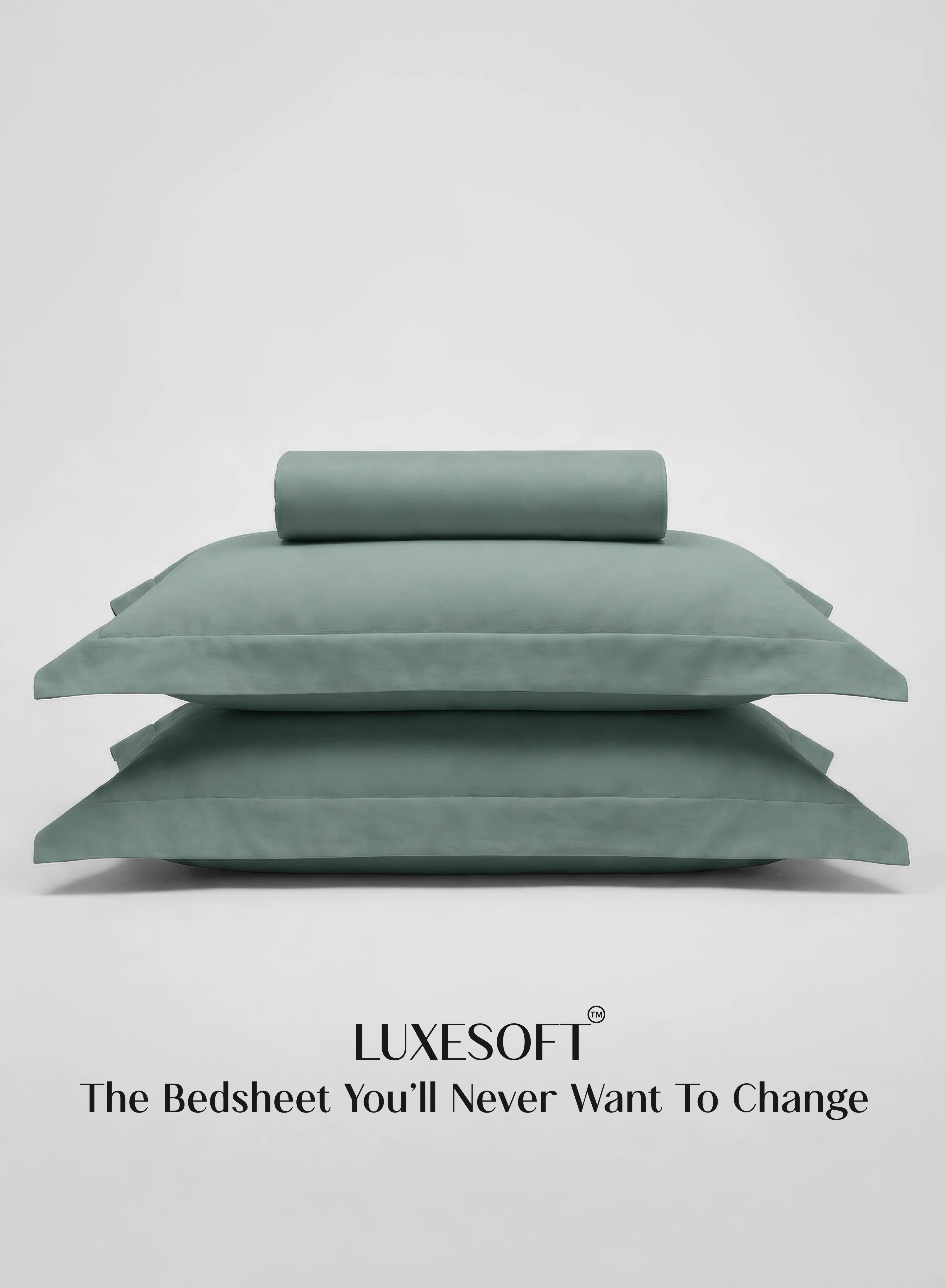 Superior LuxeSoft™ Bedsheet Double Set Oversized King Includes 2 Pillow Covers 2 Cushion Covers Sage Green Fashionable