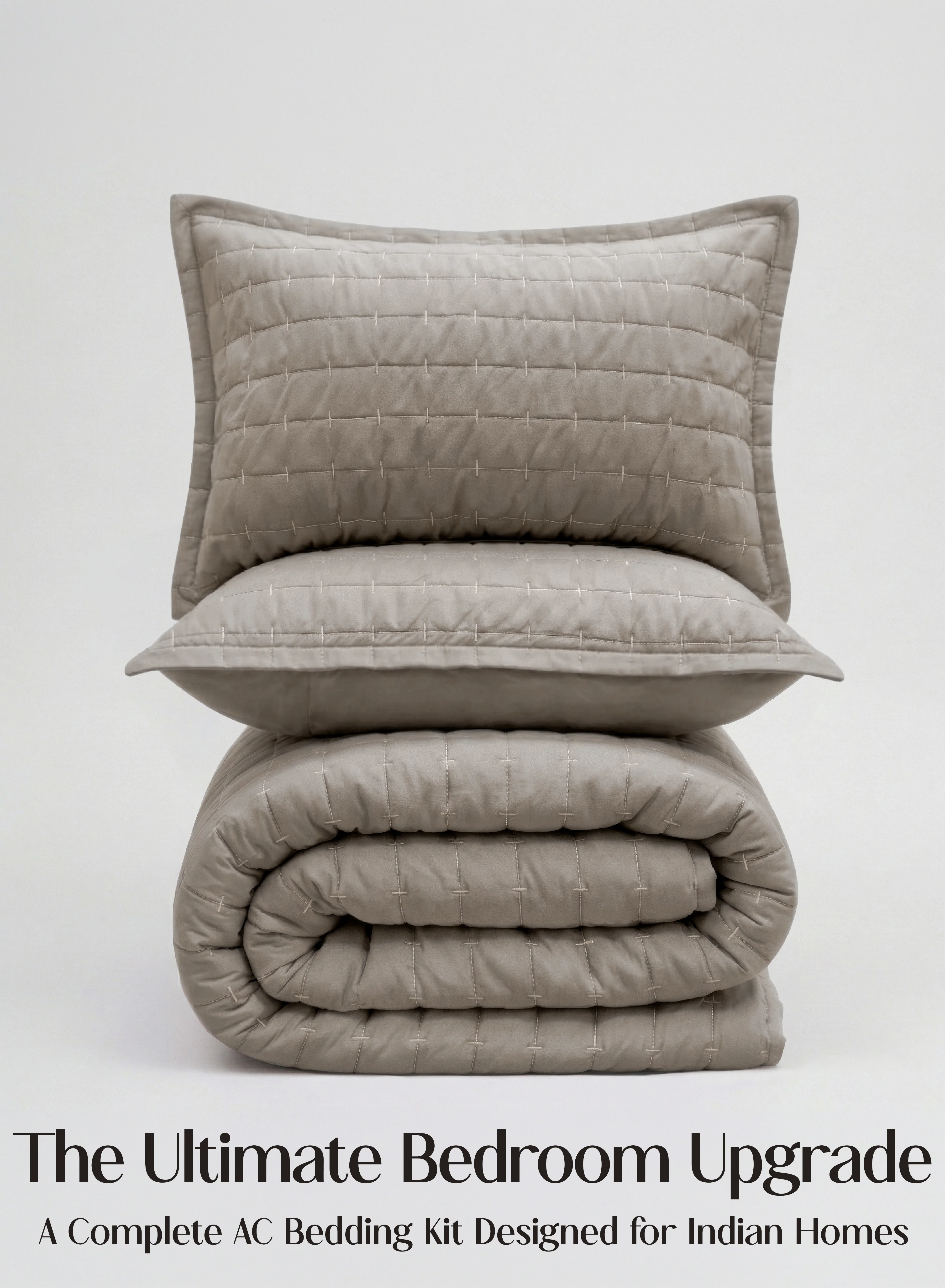 Practical CloudTouch™ 8-Piece AC Bedding Set Complete Bedroom Upgrade in One Set Latte Crème Lightweight