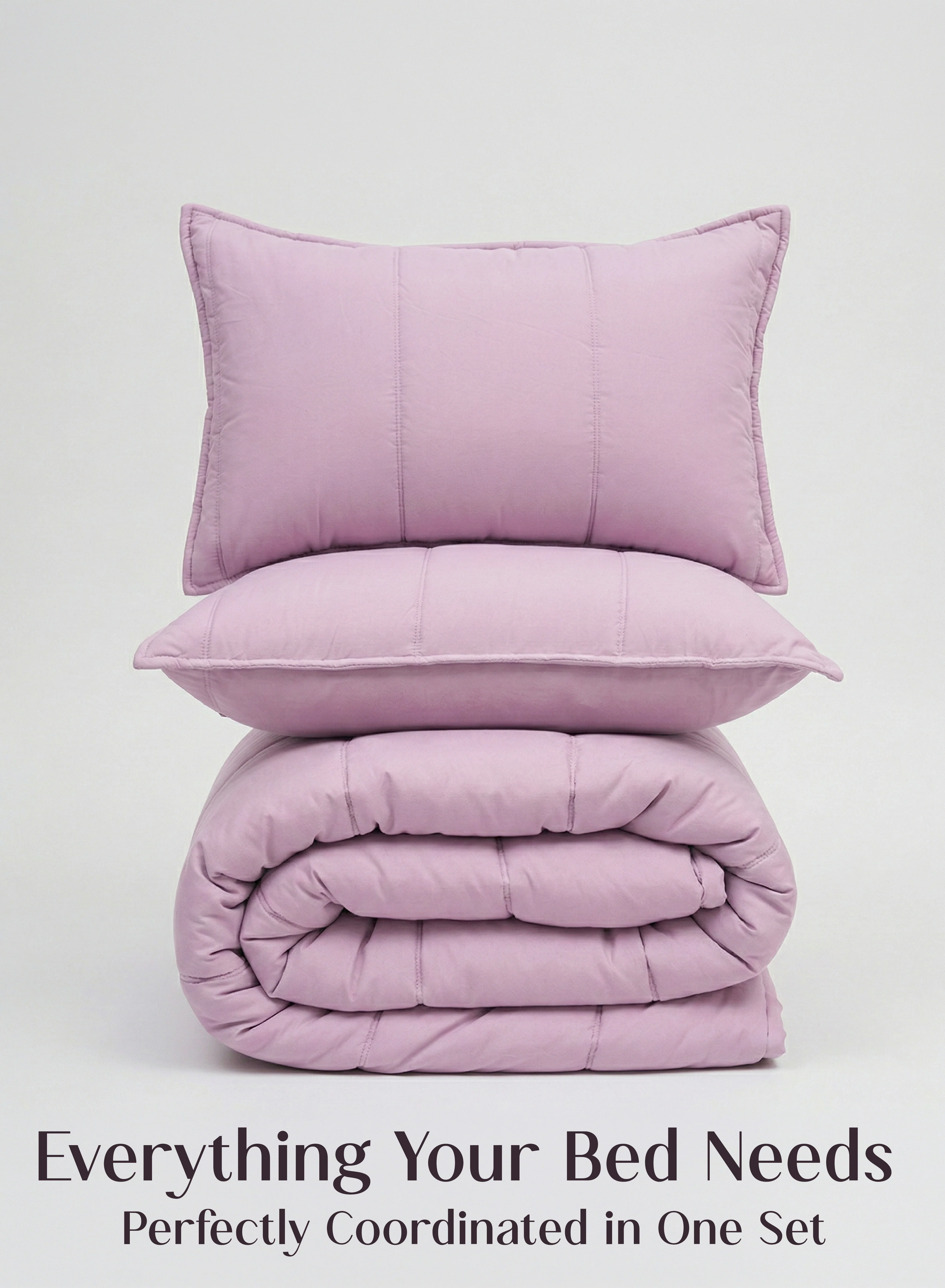 Detailed Cocoon 8-Piece AC Bedding Set Coordinated Comforter Fitted Sheet Covers in One Set Lilac DaisyCocoon AC Bedding Set — Designed for Cool Comfortable Sleep in Indian Homes Top-Quality
