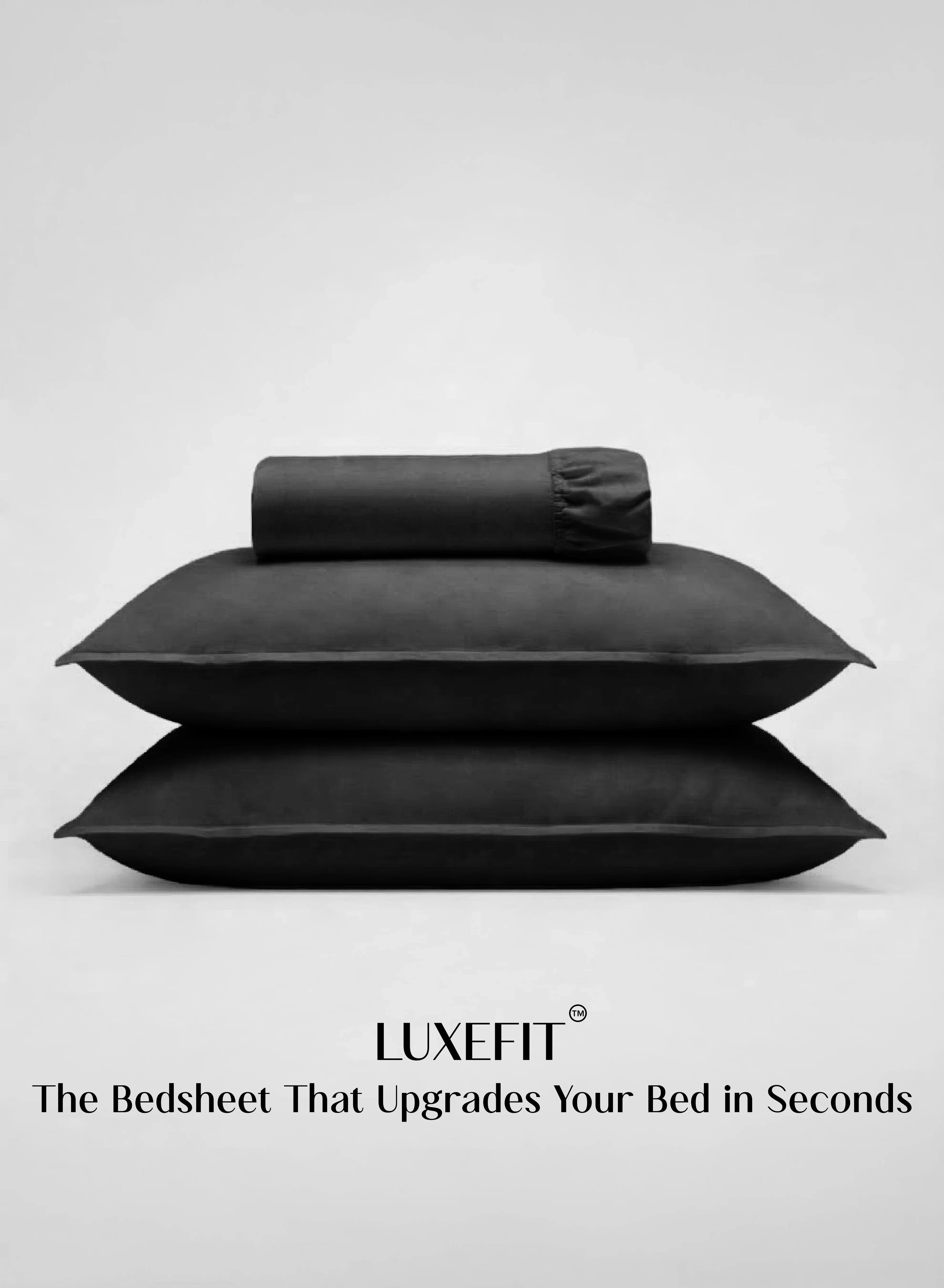 Healthy LuxeFit™ Fitted Bedsheet Set Fit for Queen King Mattresses Ebony BlackWhy You ll Love It High-Performance
