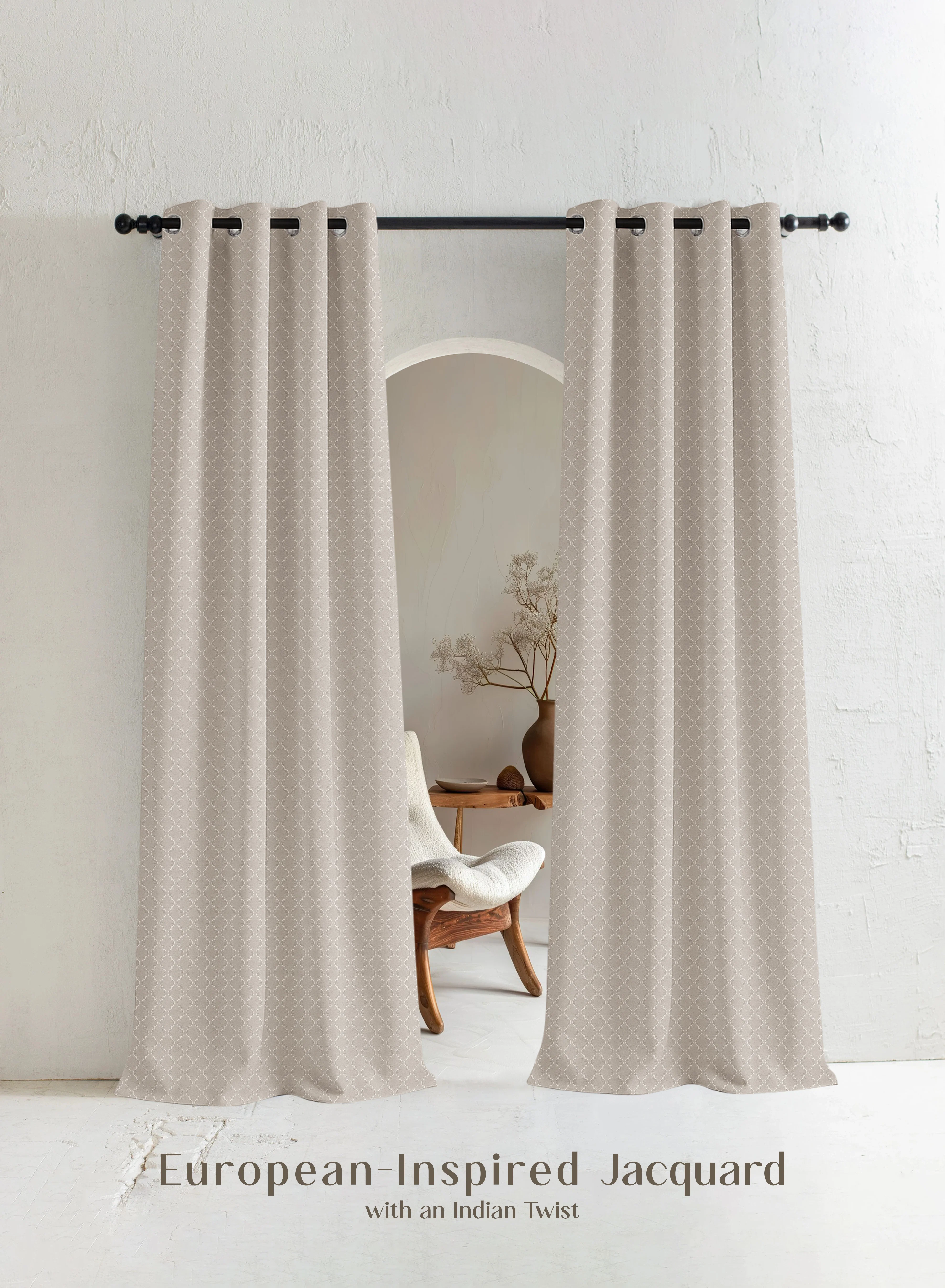 Selected Teramo Jacquard Blackout Curtains Crest Jacquard Weave Total Light Block Sahara Beige Set of 2 Fully CustomizableThe Guide to Measuring and Choosing Curtains Natural