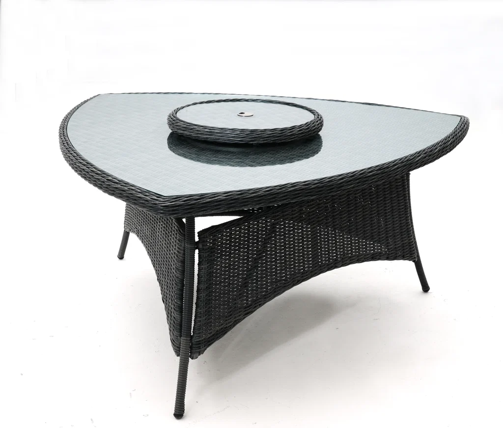 Luxury Fremont Curved Tri Table- Castle Grey Fine Crafted