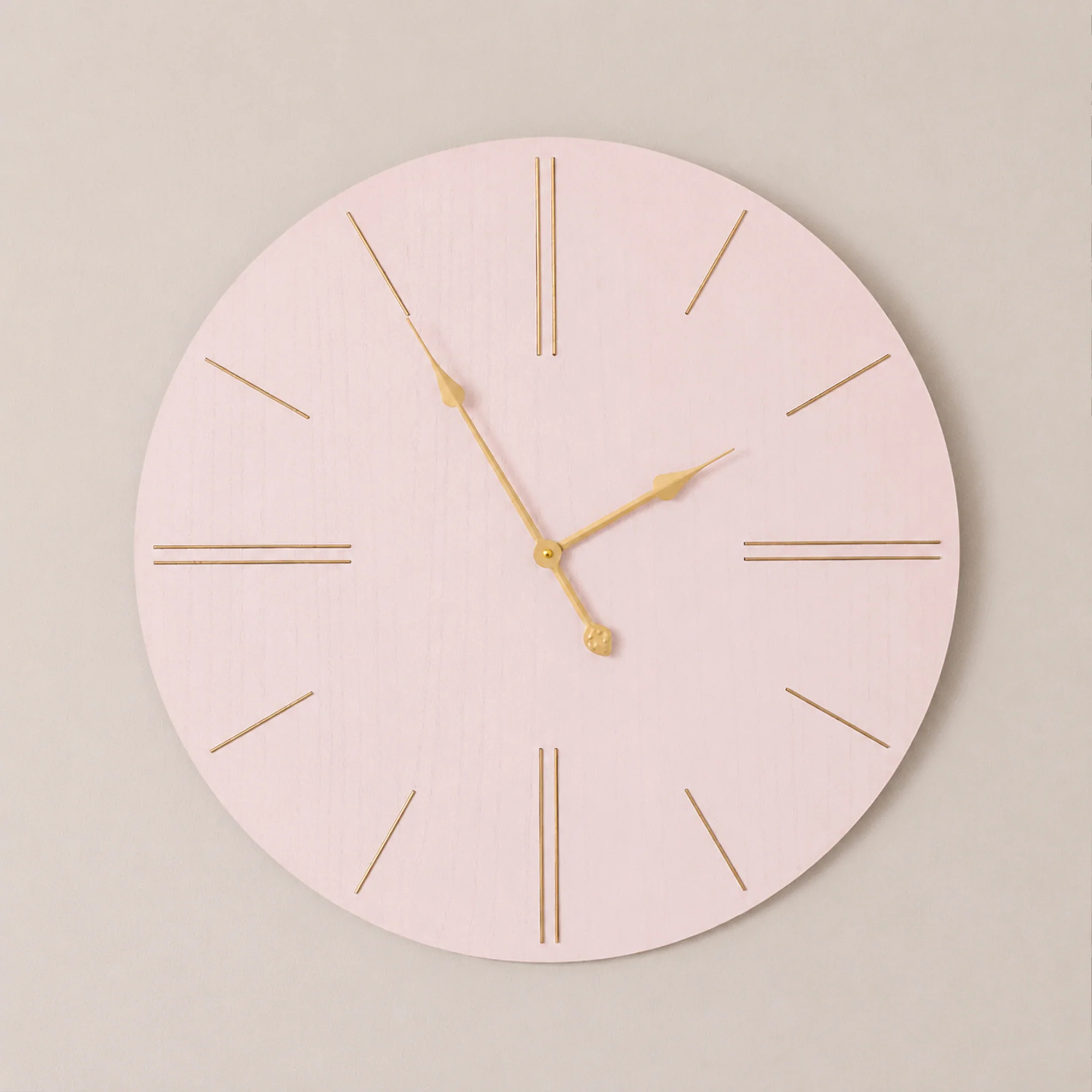 Responsible Large Pink Wooden Grain Gold Detailed Wall Clock – 70cm x 70cm Powerful