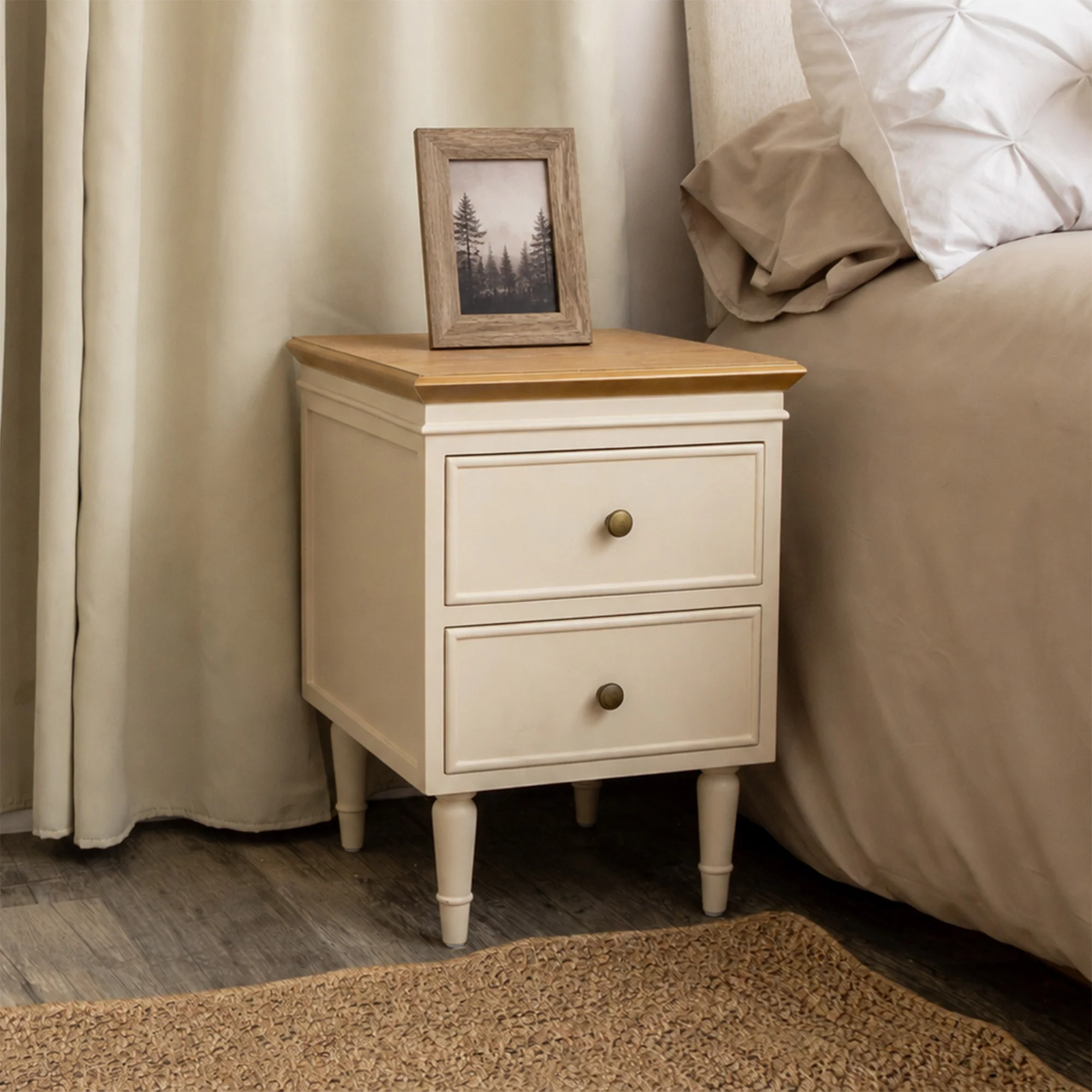 Expertly Made Taupe Wooden Two Drawer Bedside Table – Claudia Range Official