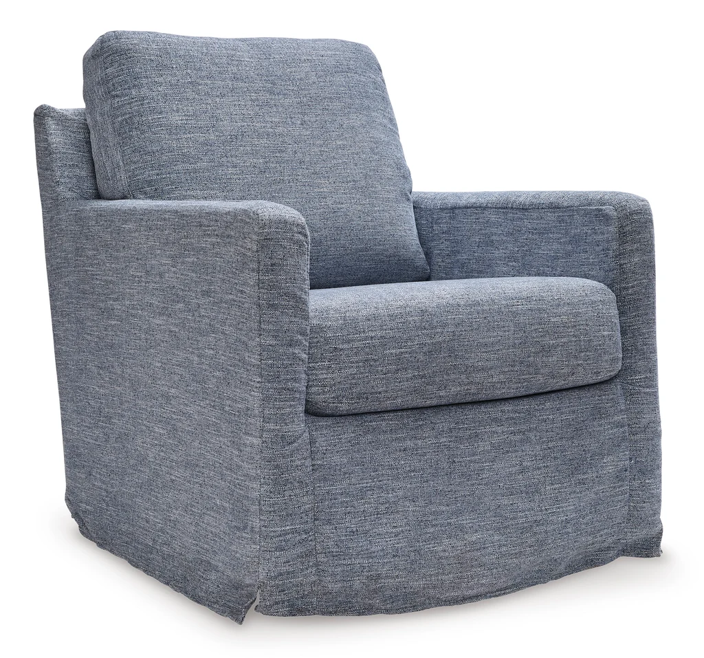 Elite Jolie Swivel Glider Accent Chair- Denim High-Performance