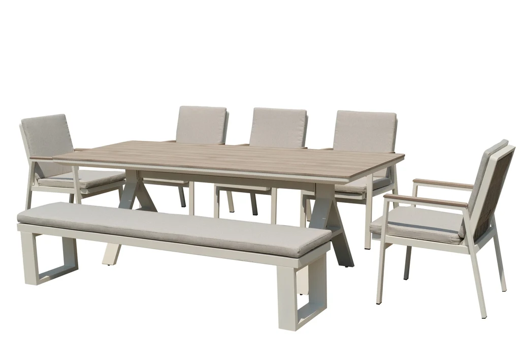 Refined Florida Outdoor 7-Piece Bench Dining Set Consistent