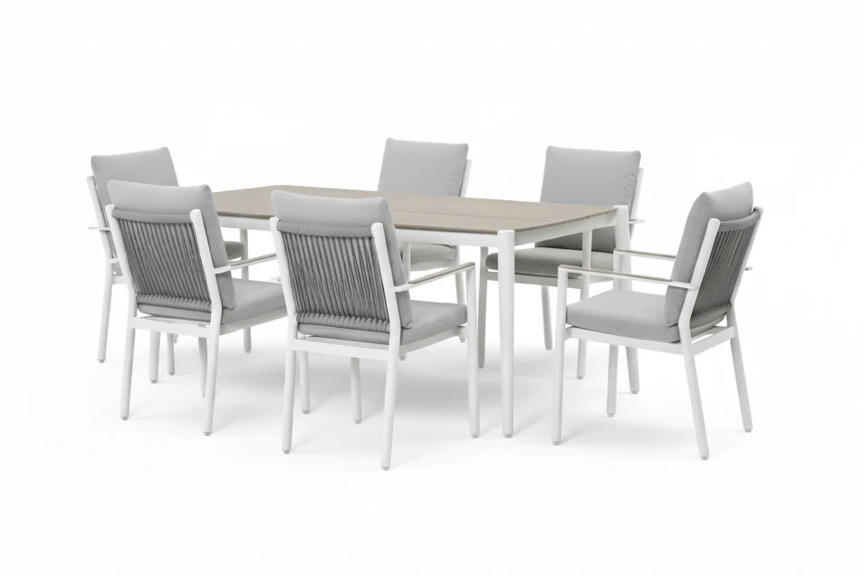Organic Ives Outdoor 7 Piece Dining Set Modern