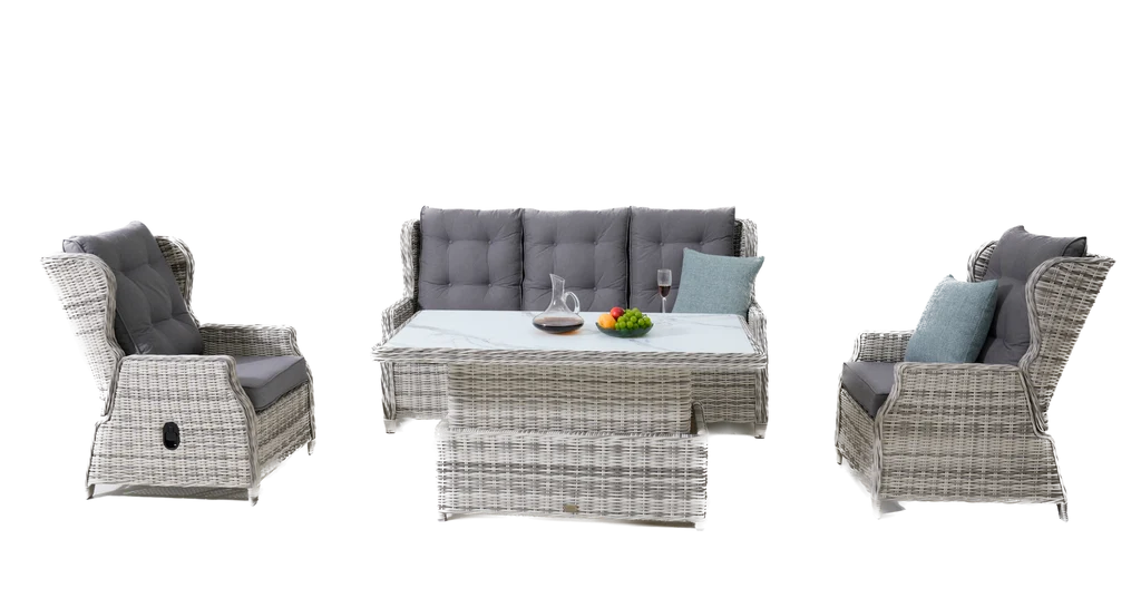 Lightweight Buenos Aires 4-Piece Outdoor Recliner Lounge Zen White Fine