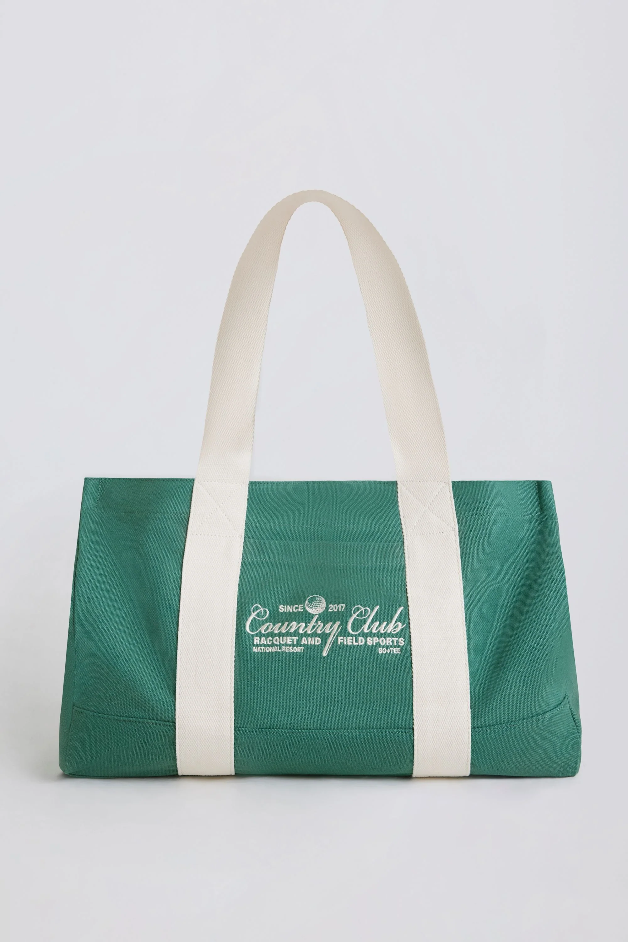 Clean Oversized Canvas Tote Bag in Green Genuine