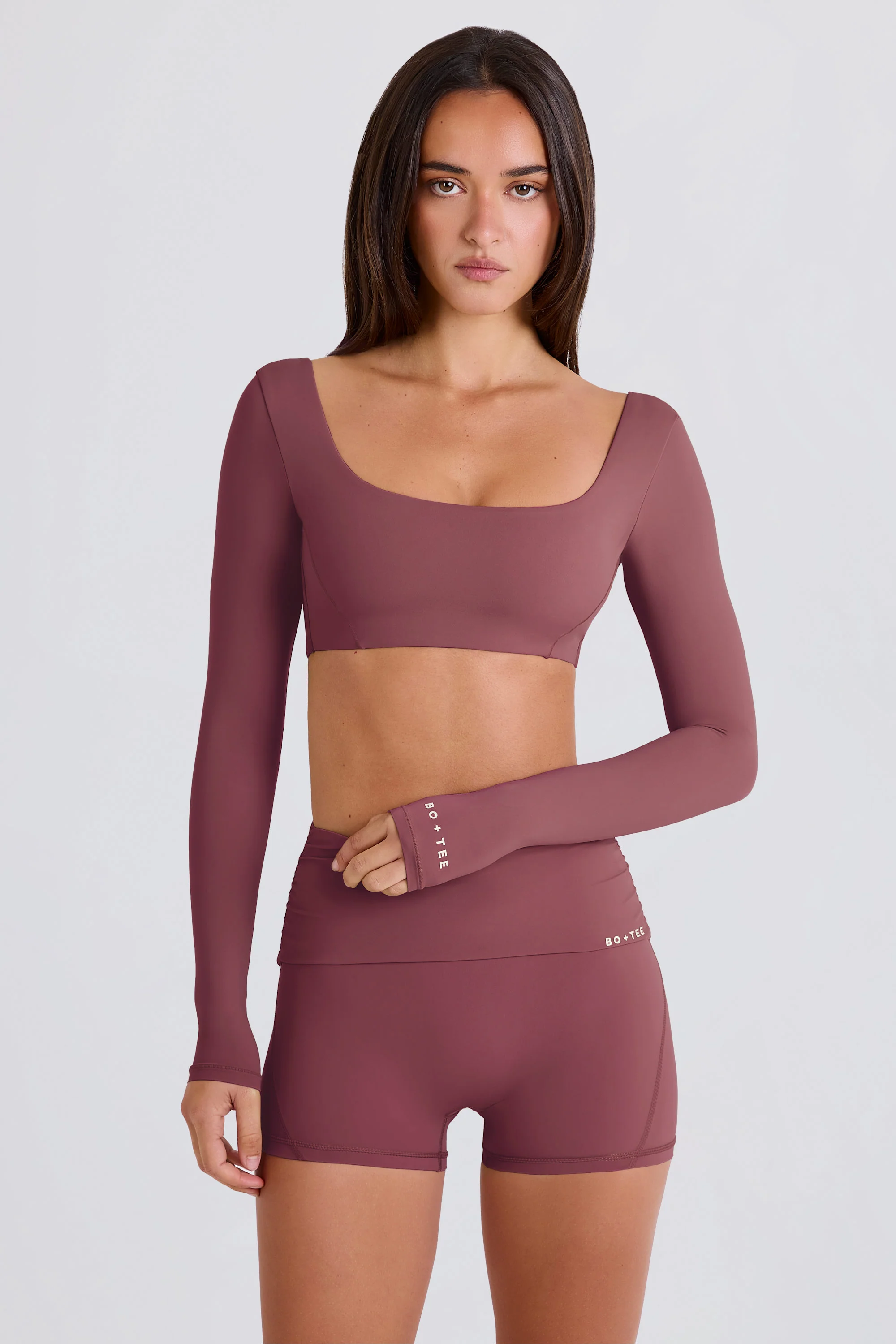 First-Class Long-Sleeve Crop Top in Acai Recyclable