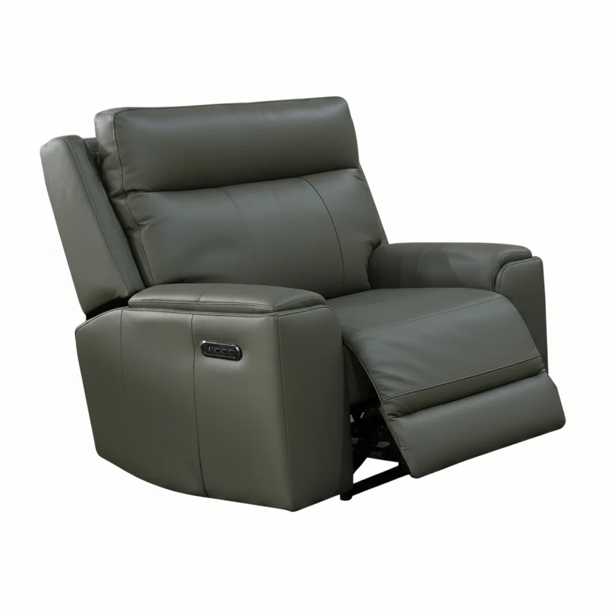 Relaxed Venue Triple Motor Leather Recliner Detailed