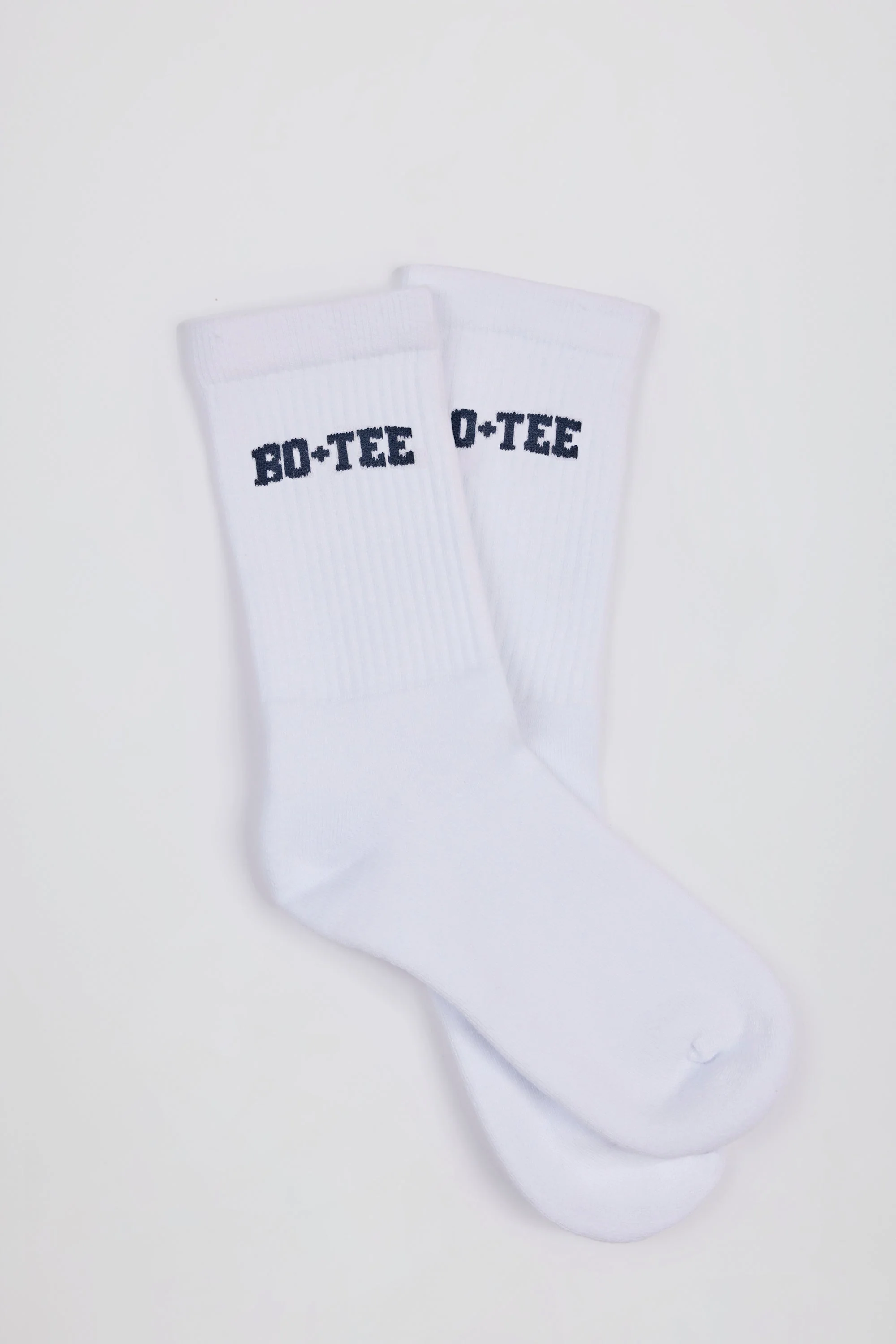 Elite Ribbed Half-Crew Socks in White Smooth