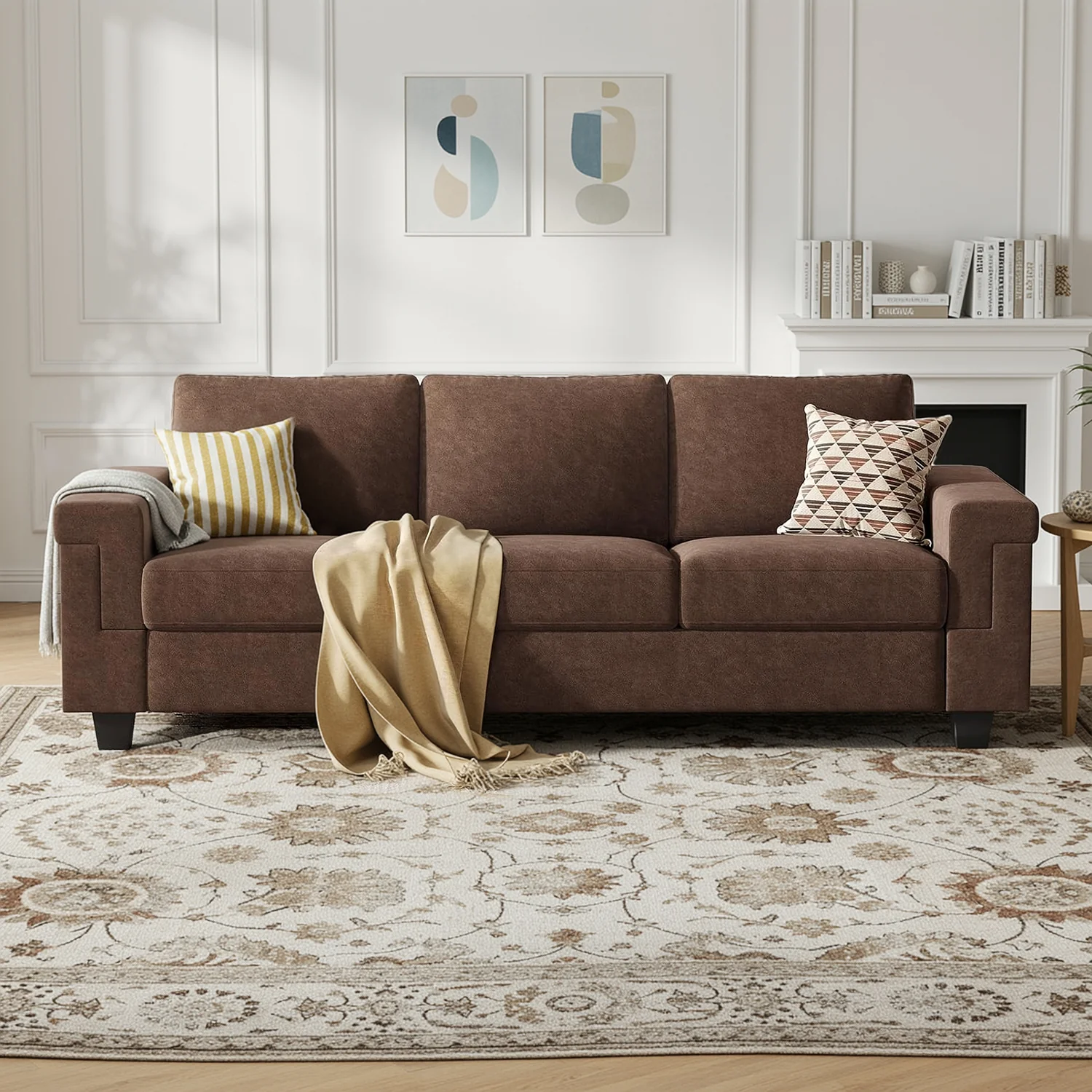 Fine Crafted 90 3-Seater Sofa with Deep Seats Modern Upholstered Couch for Living Room90 3-Seater Sofa with Deep Seats Modern Upholstered Couch for Living Room Premium Material